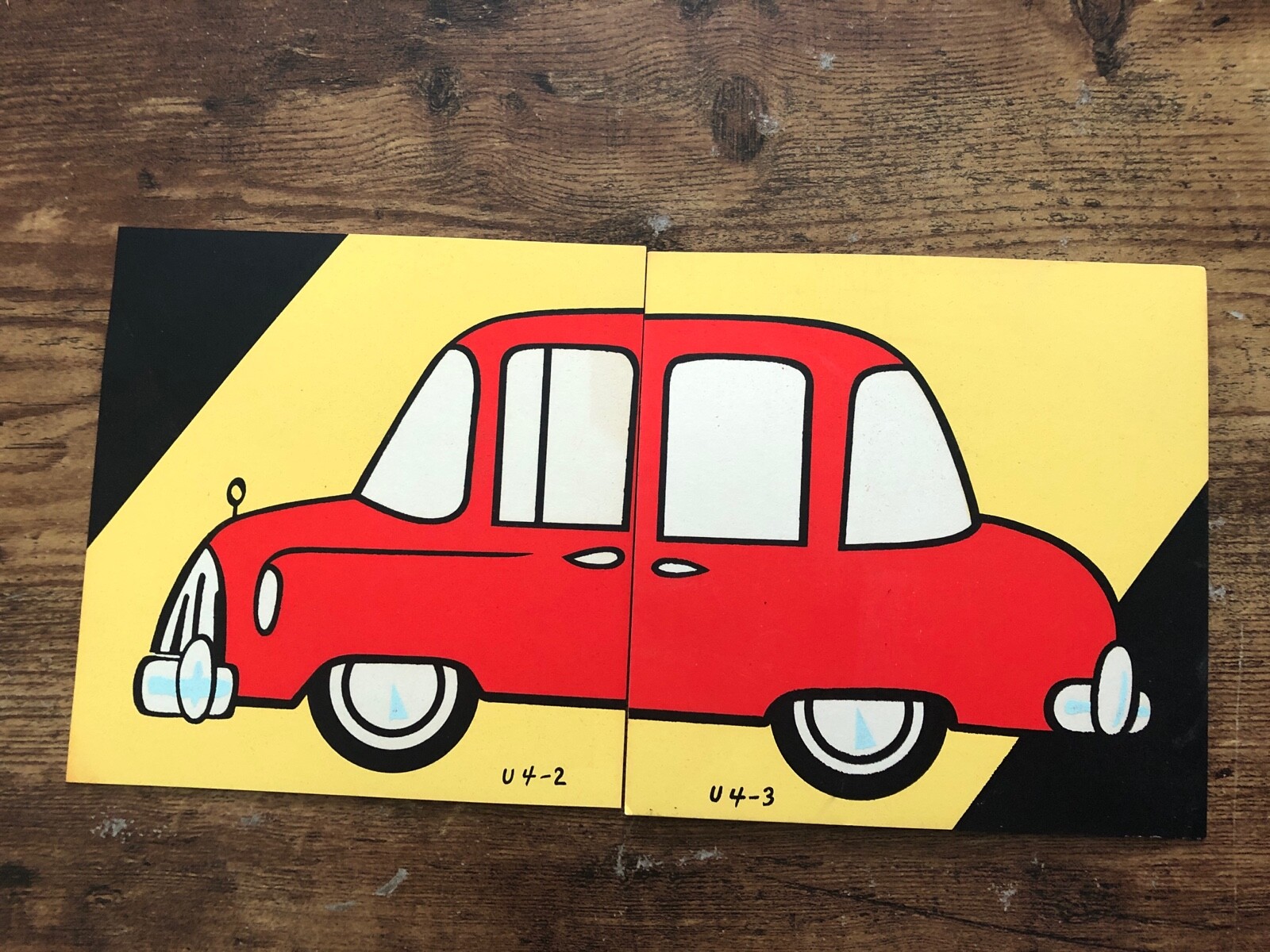 Vintage CAR DEALERSHIP BANK STORE SIGN puzzle 2pcs mcm Mid Century 1960’s