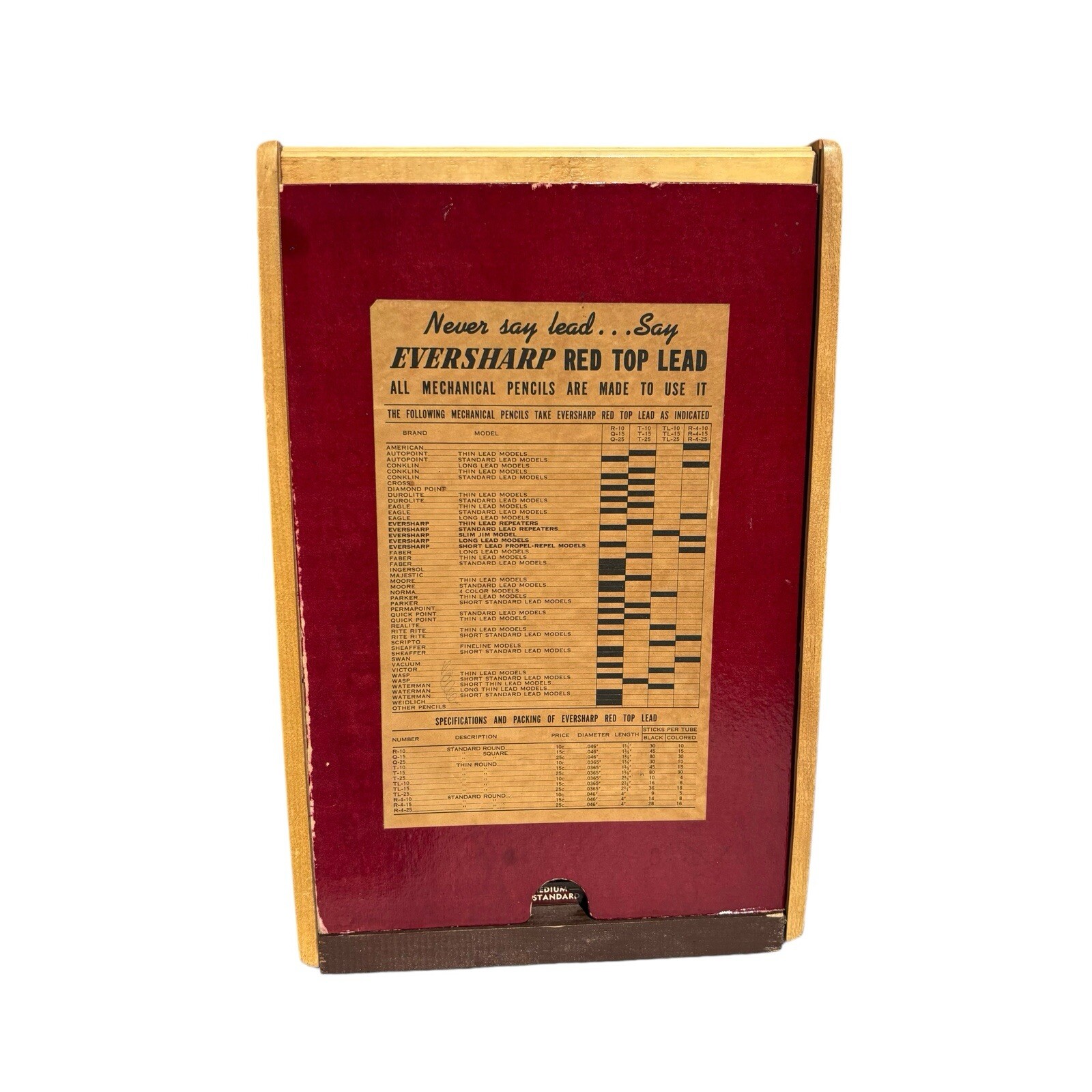 VTG Eversharp Red Top Lead Mechanical Pencil Display Case CBS Radio Advertising