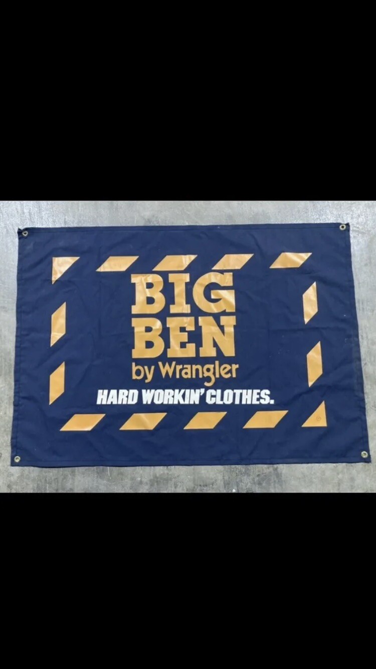 1970s-80s Vtg WRANGLER BIG BEN JEANS 35×50” Large Advertising Banner/Sign RARE!