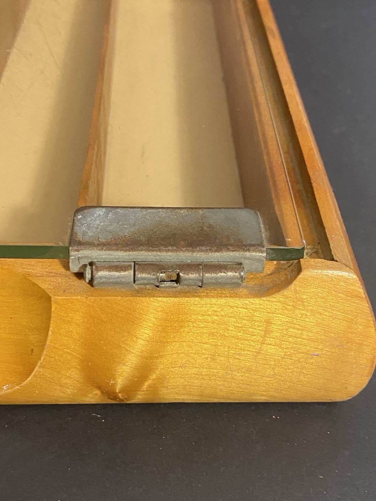 Vintage Gillette Wooden Countertop Razor Display Case Glass Lid 1950s Rare