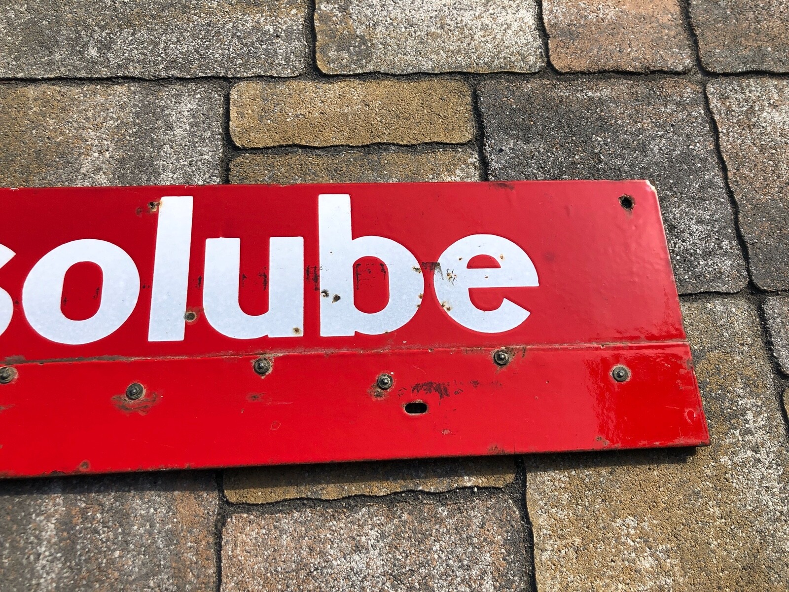 ANCIENNE PLAQUE EMAILLEE ESSO ESSOLUBE BIDON HUILE Motor Oil PUMPE TOLE OEL TOLE