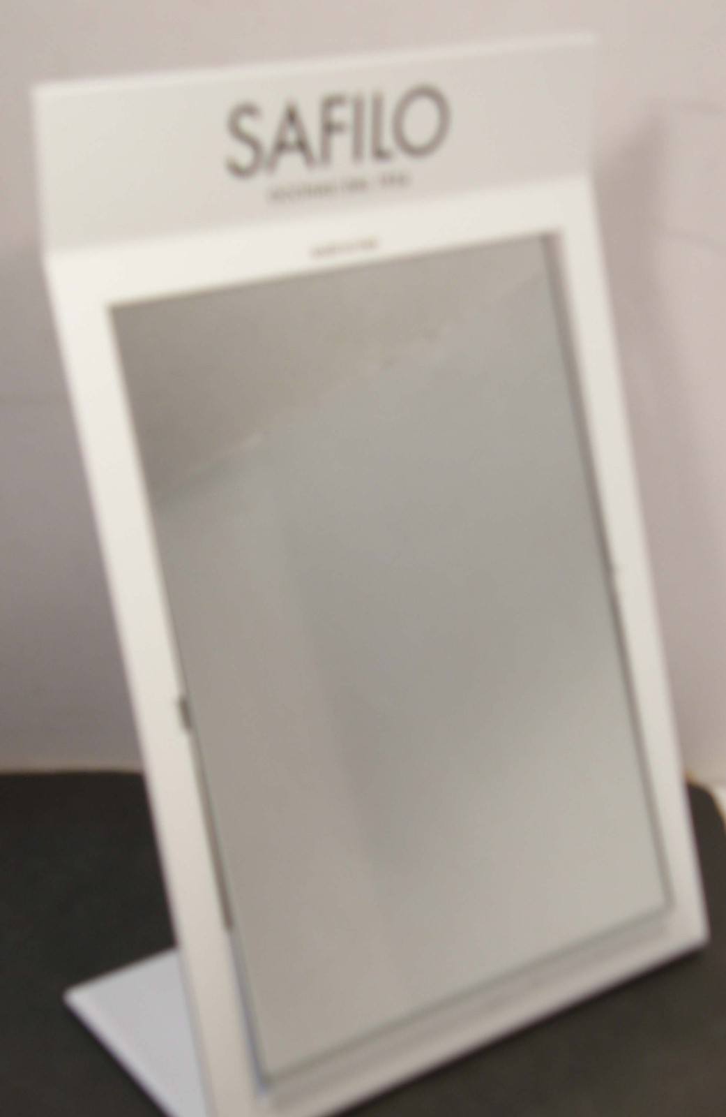 SAFILO EYEWEAR ADVERTISING TABLETOP ENAMEL METAL SWIVEL MIRROR OPTICIAN DISPLAY