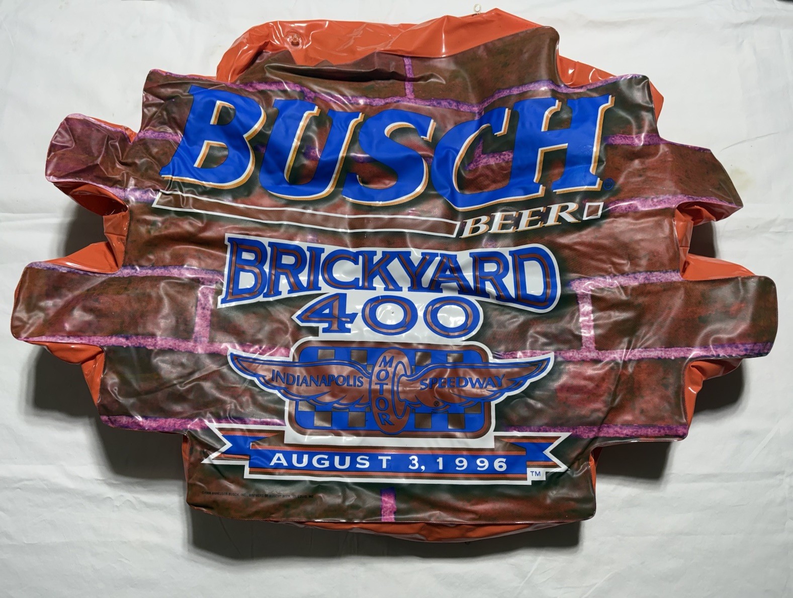 Vtg 1996 BUSCH Beer NASCAR Brickyard 400 Inflatable Hanging Store / Bar Display