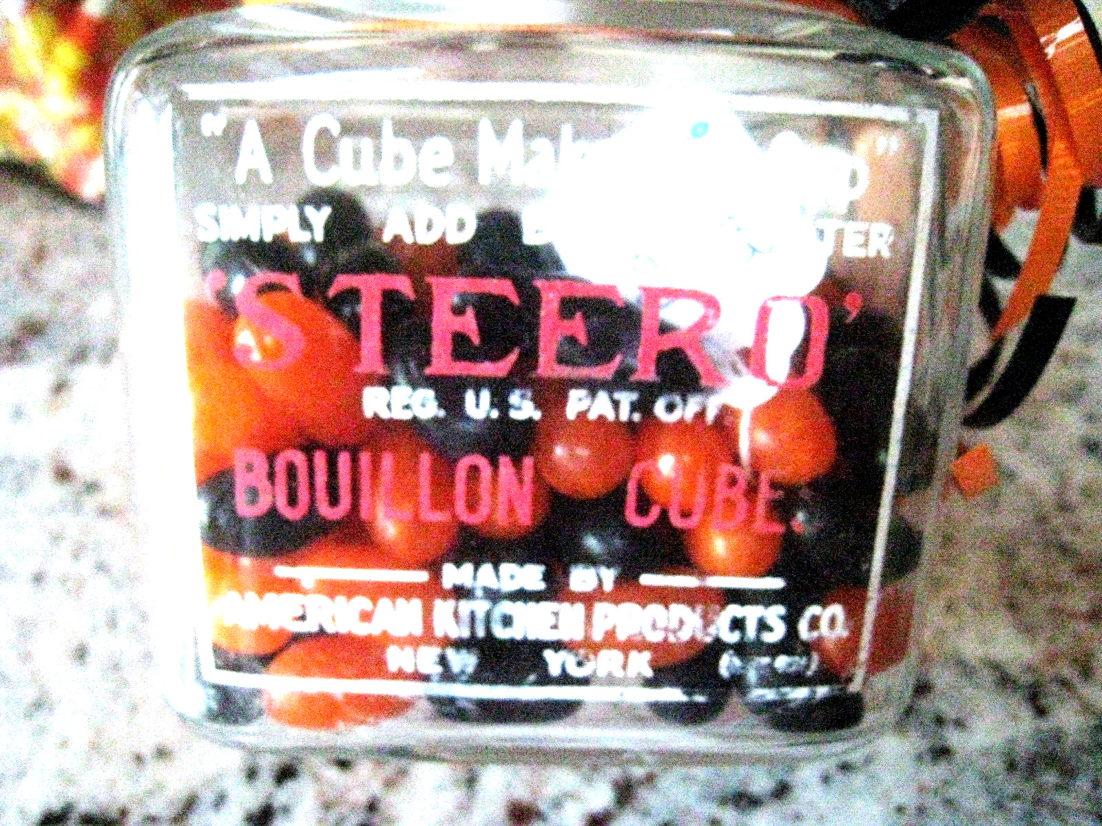 Vintage STEERO Square Advertising Display Jar Apothecary Ground Lid~REDUCED!