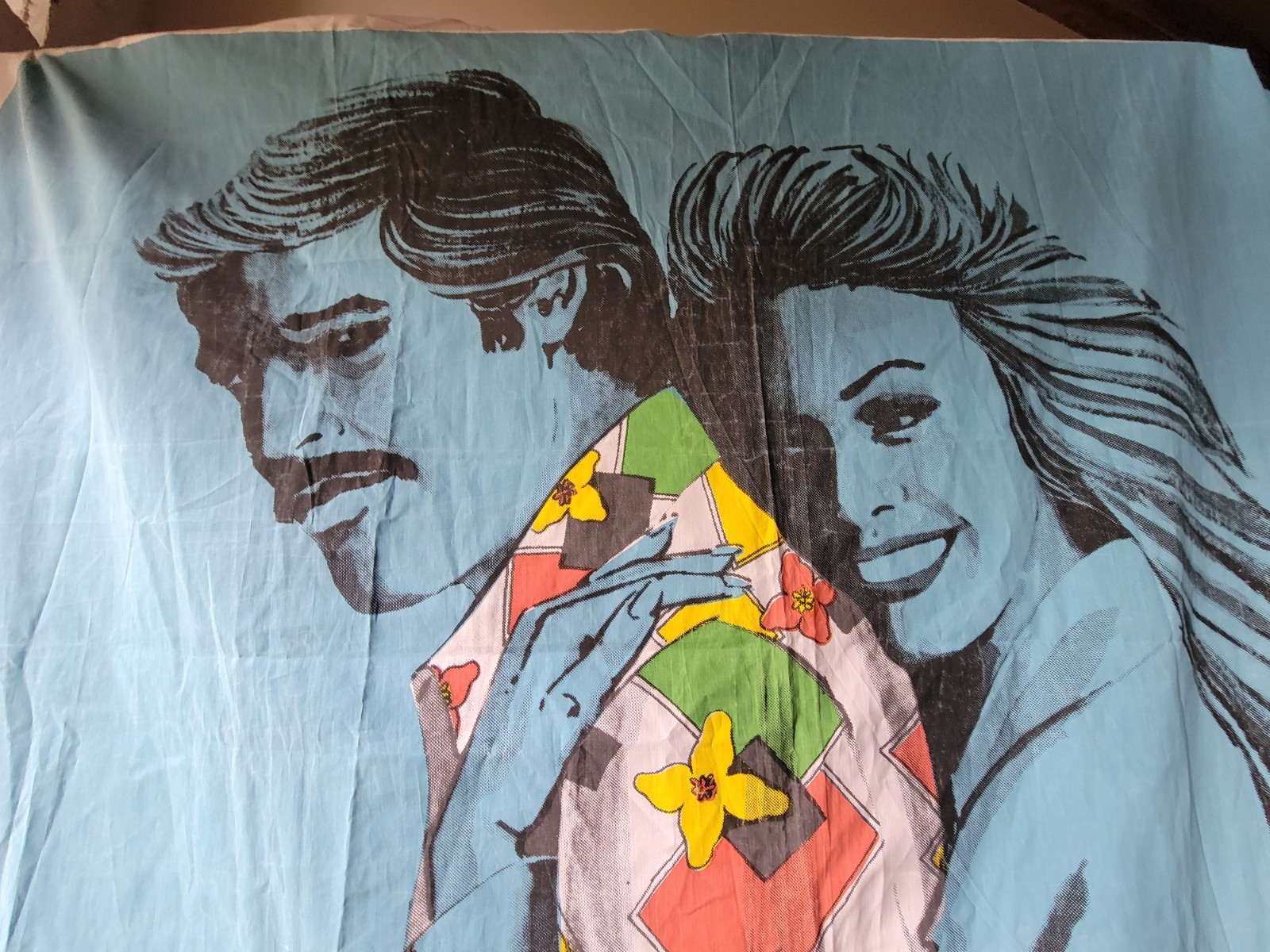 Vtg 1977 Clothing Store BIG Display Sign 6ft Cloth Banner MENS DISCO 70s SHIRTS