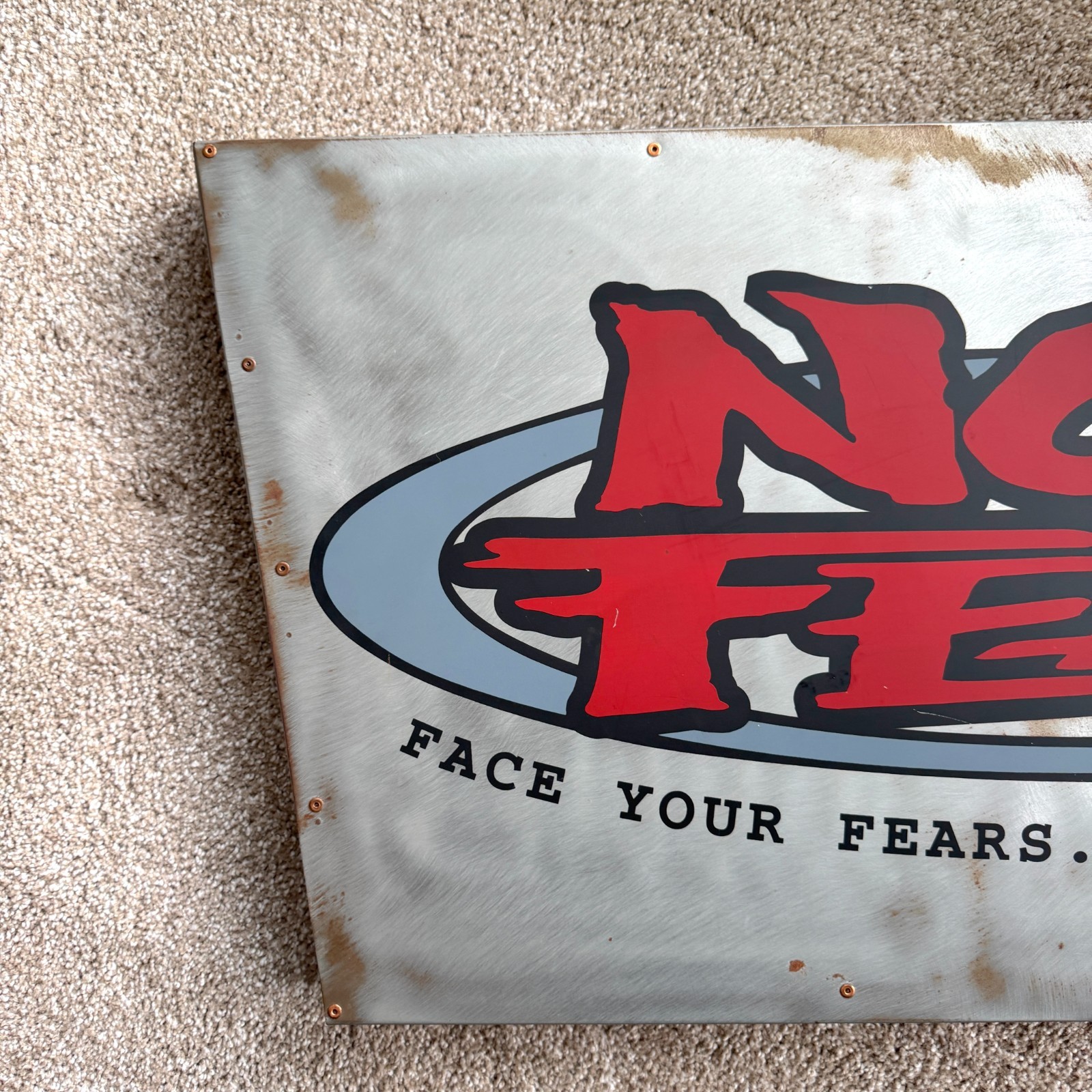 No Fear Metal Promo Store Sign Original 90s Vintage 1990s 33 3/8″ x 16″