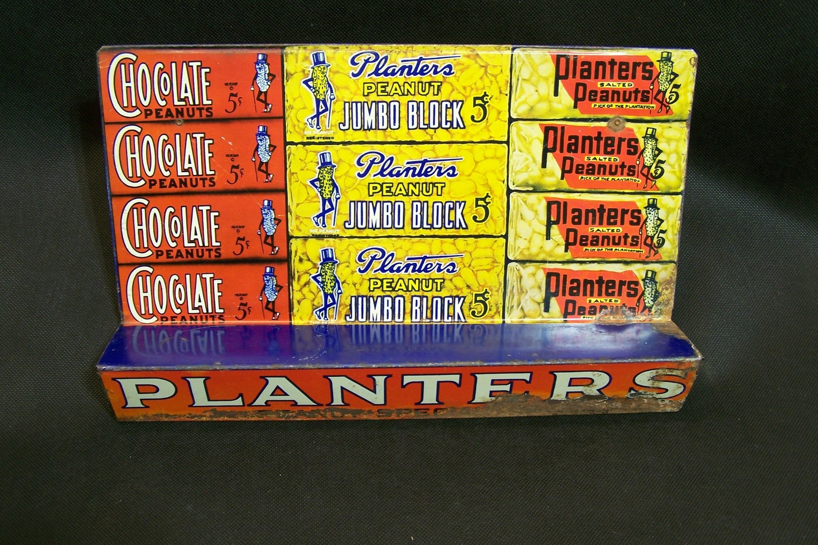ANTIQUE VINTAGE PLANTERS PEANUTS METAL DISPLAY STAND MISTER PEANUT CHOCOLATE