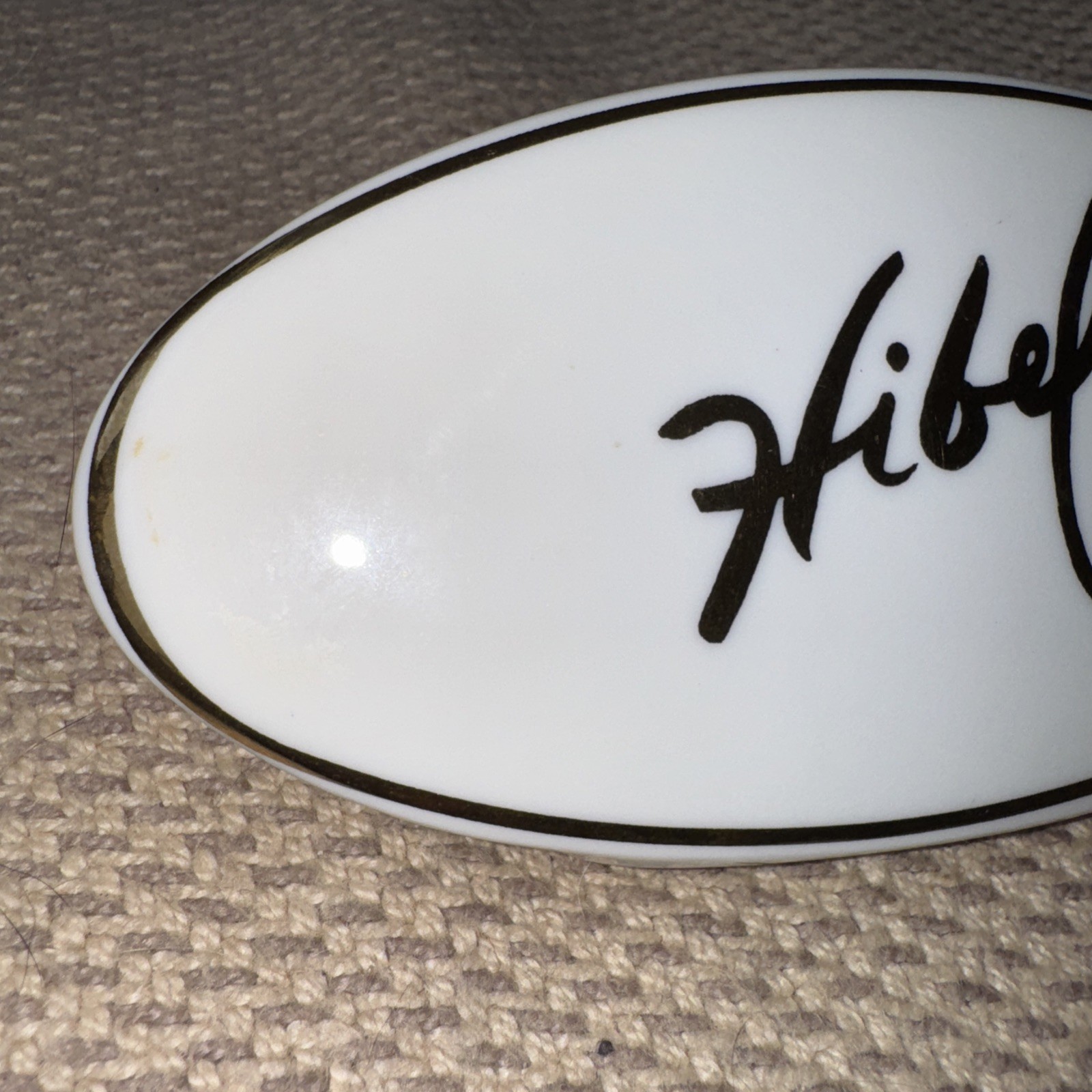 Edna Hibel Bone China Advertising White & Gold Store Countertop Display Sign