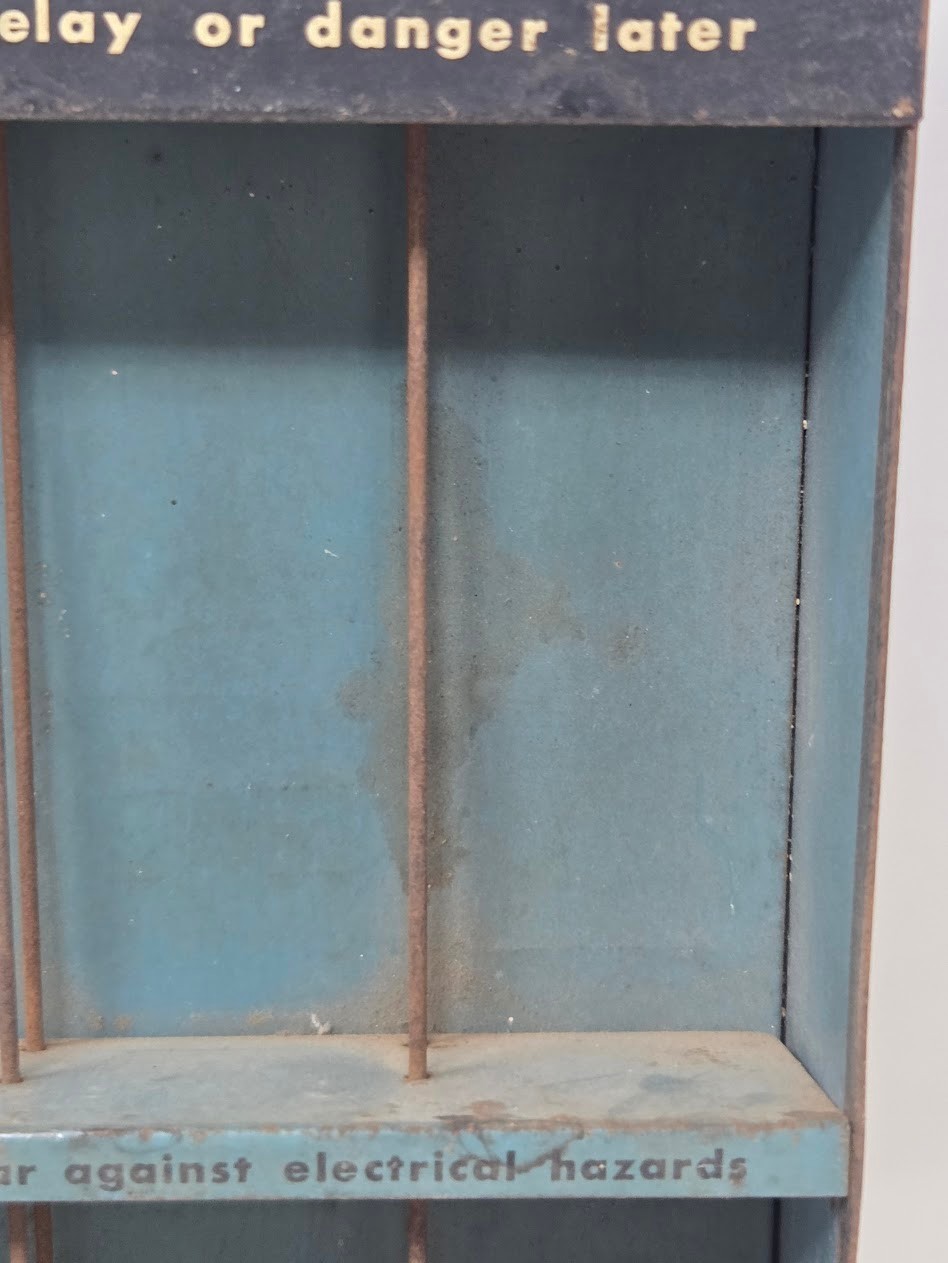 Vintage Buss Glass Tube Fuses Metal Counter Display Rack Advertising Sign