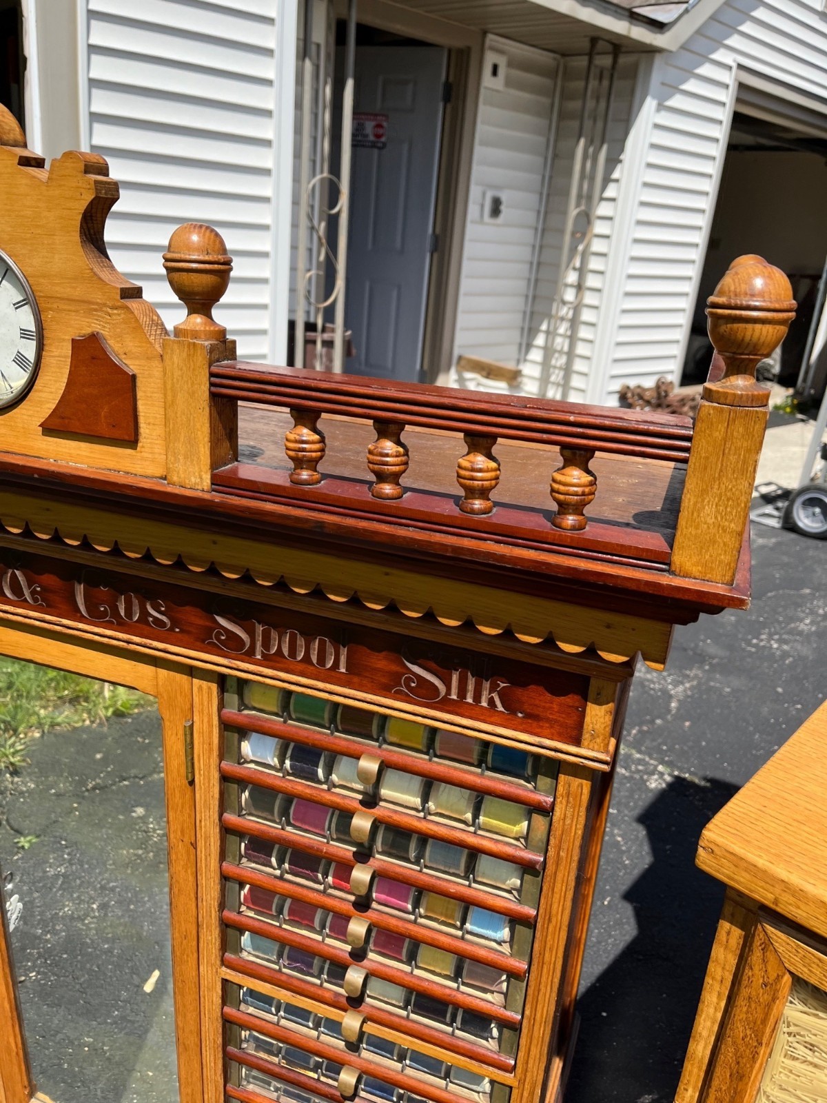 Original Antique 1900s Belding Silk Spool Country Store Advertising Cabinet