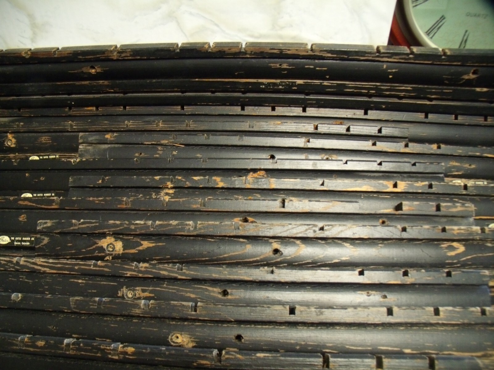 Lot of 13- Vintage Gates Rubber Co. 36″ Fan Belt Wall Display Racks +140 Hooks