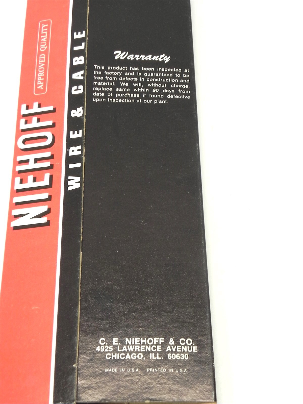 VINTAGE NIEHOFF WIRE & CABLE DISPLAY BOX *BOX ONLY* #N15 NEW UNUSED 12×2.25×1.75