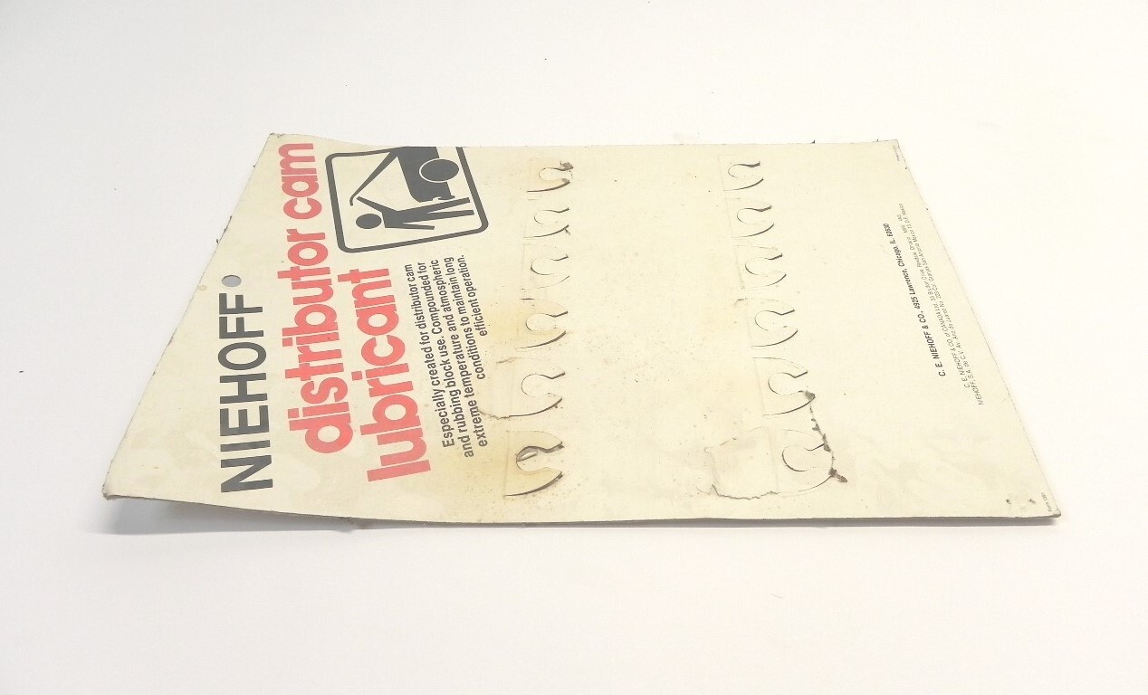 VINTAGE NIEHOFF DISTRIBUTOR CAM LUBRICANT SHOP DISPLAY SIGN PRE-OWNED NO PRODUCT