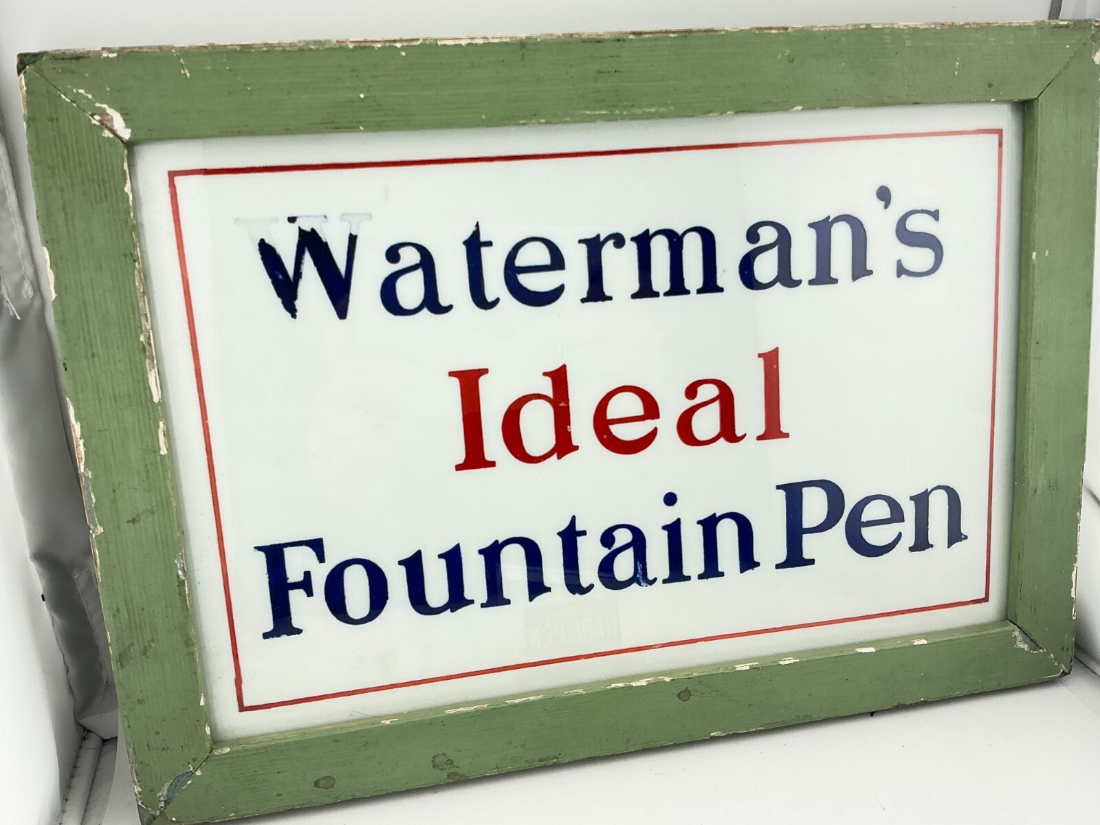 1900s Vintage WATERMAN Fountain Pen FRAMED ADVERTISING STORE SIGN