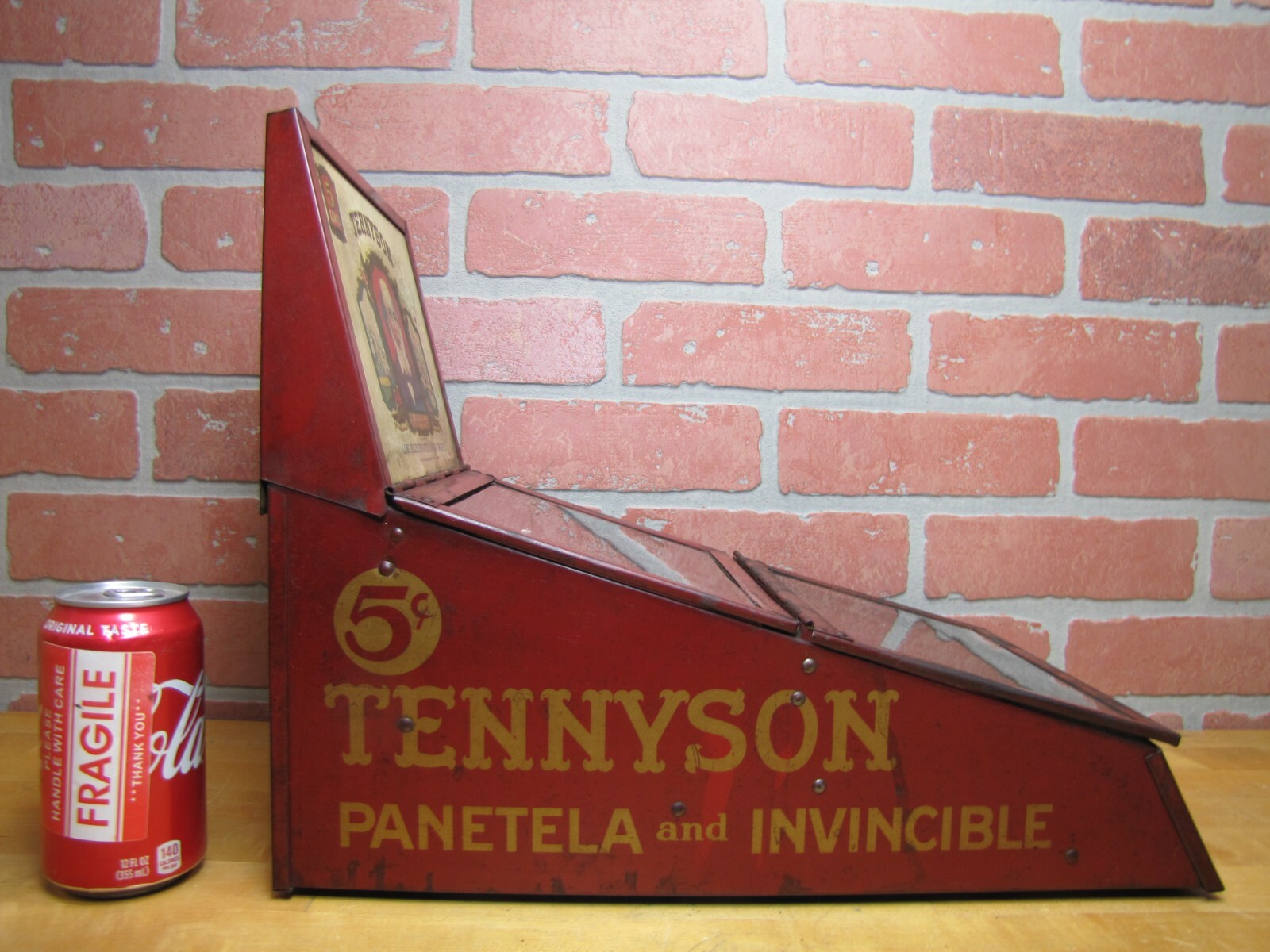 TENNYSON 5c CIGARS Old Store Display Case Sign PROP MAZER-CRESSMAN CADILLAC USA