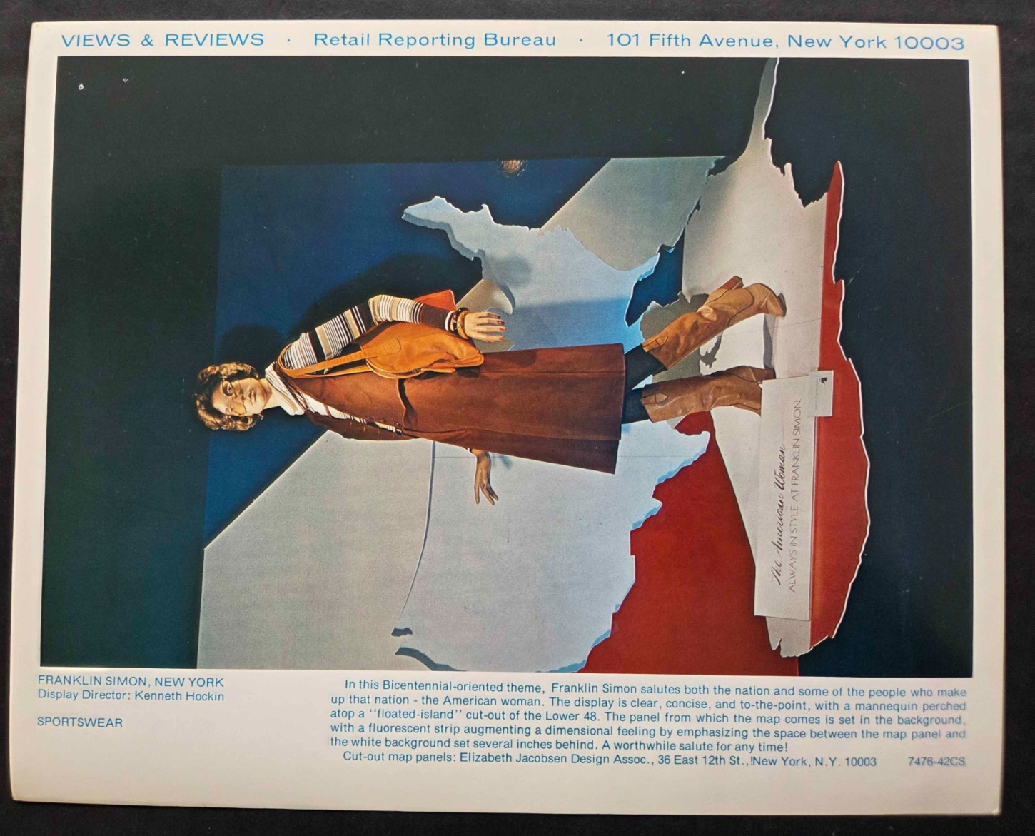1976 FRANKLIN SIMON, NY WINDOW DISPLAY PHOTO PRINT AMERICAN WOMAN BICENTENNIAL