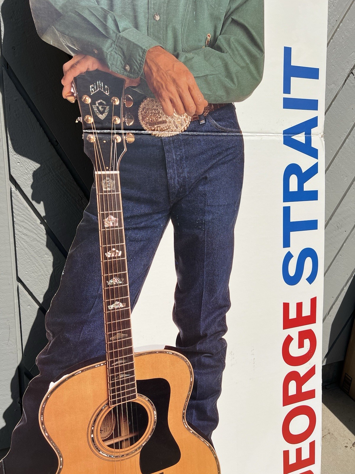 RARE GEORGE STRAIT WRANGLER COWBOY CARDBOARD CUTOUT Vintage ~STANDUP 6ft Tall