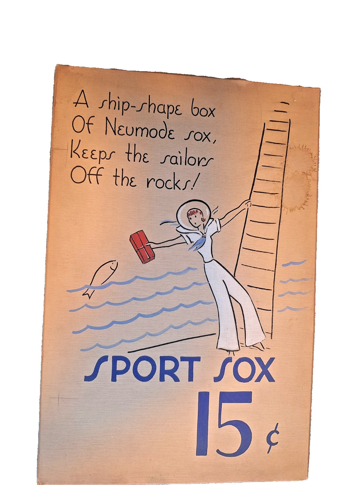 Vintage Neumode Sport Sox Cardboard rare advertising sign Sailor Girl