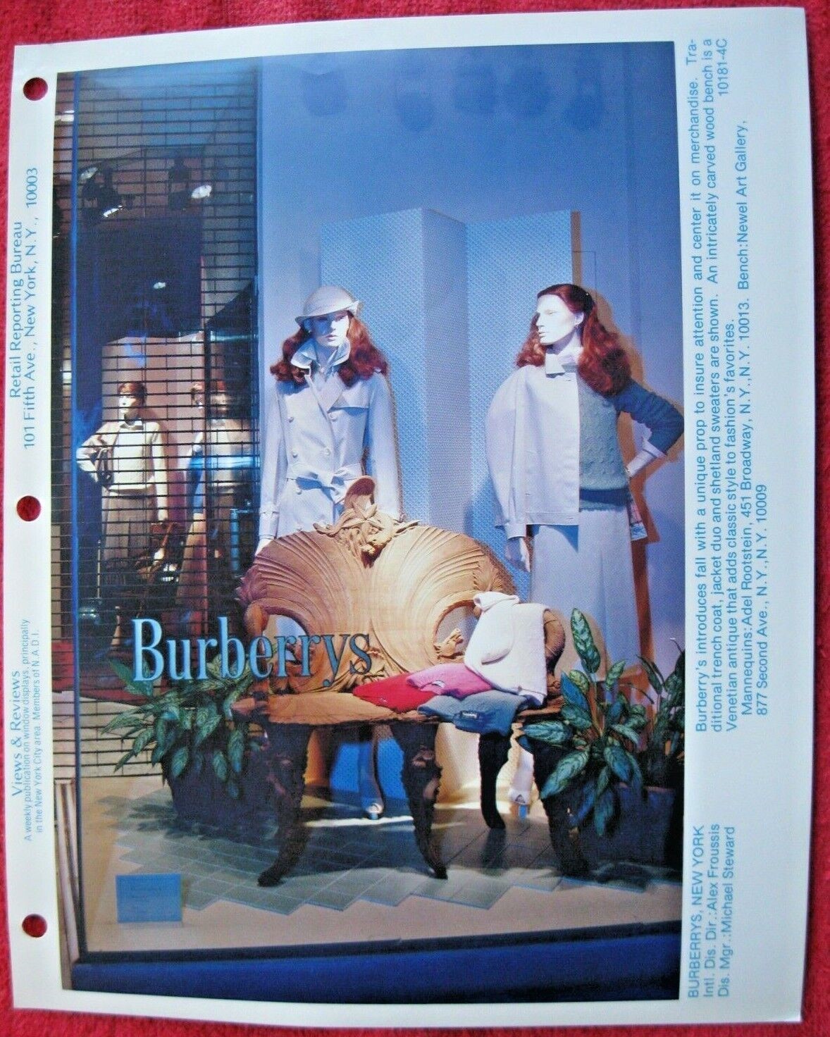 1981 BURBERRYS, NY STORE WINDOW DISPLAY FALL INTRODUCTION PHOTOGRAPH PRINT #133