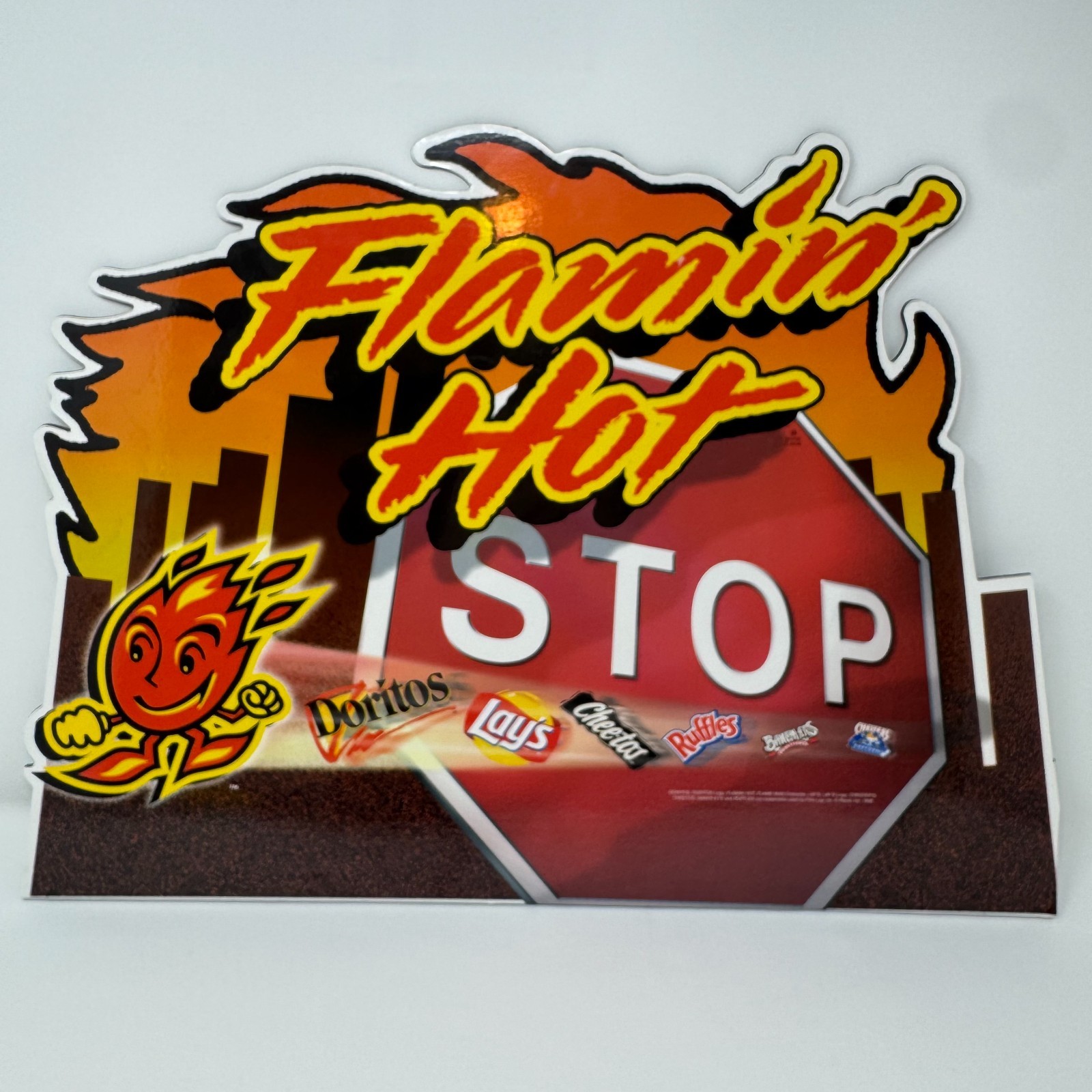 Vintage 1998 Flamin Hot Cheetos Store Display Advertisement Display Sign 19″x13″