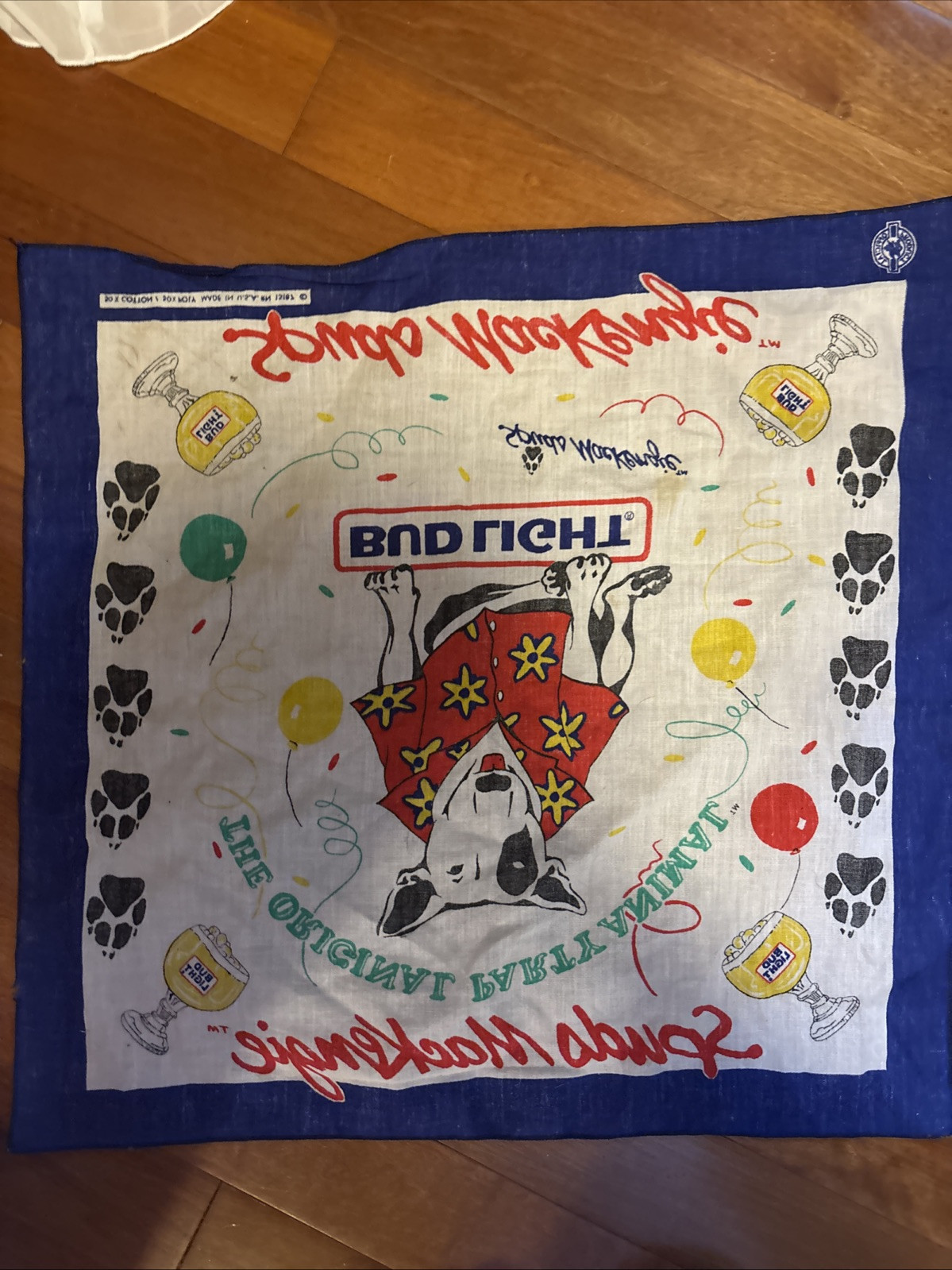 Spuds Mackenzie Hankerchief Bud Light Budweiser New Old Stock!