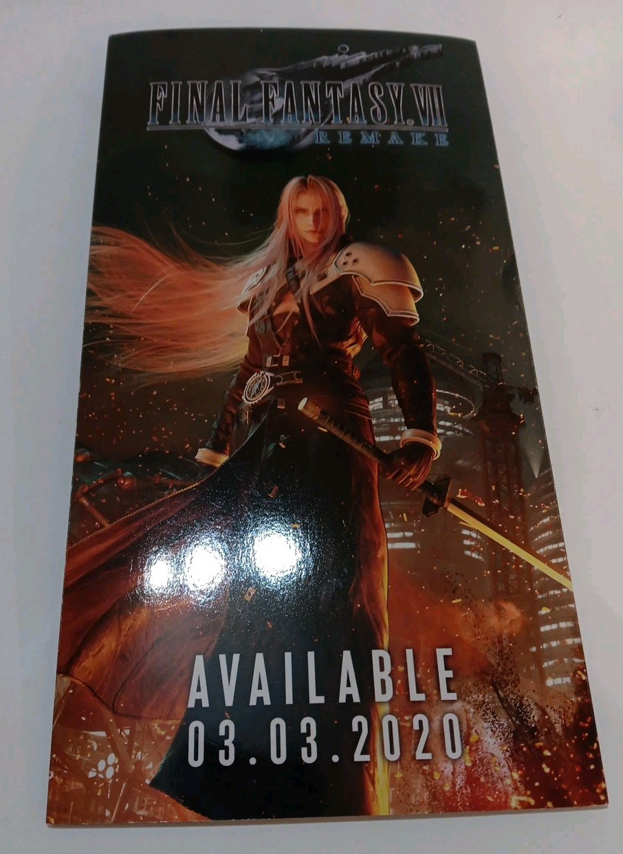 Final Fantasy VII 7 Remake GameStop Promo Store Display, Both Sides Printed RARE