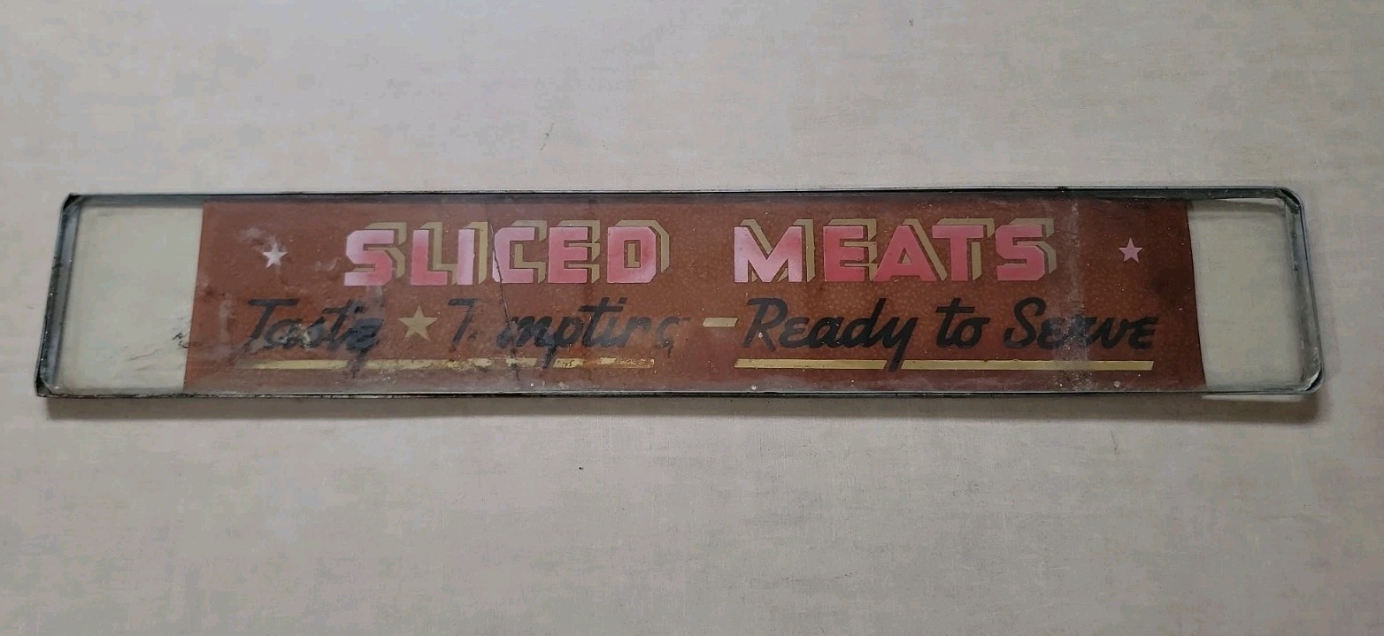 VTG Sliced Meats-Ready To Serve Glass Insert Sign for Butcher Shop Scale