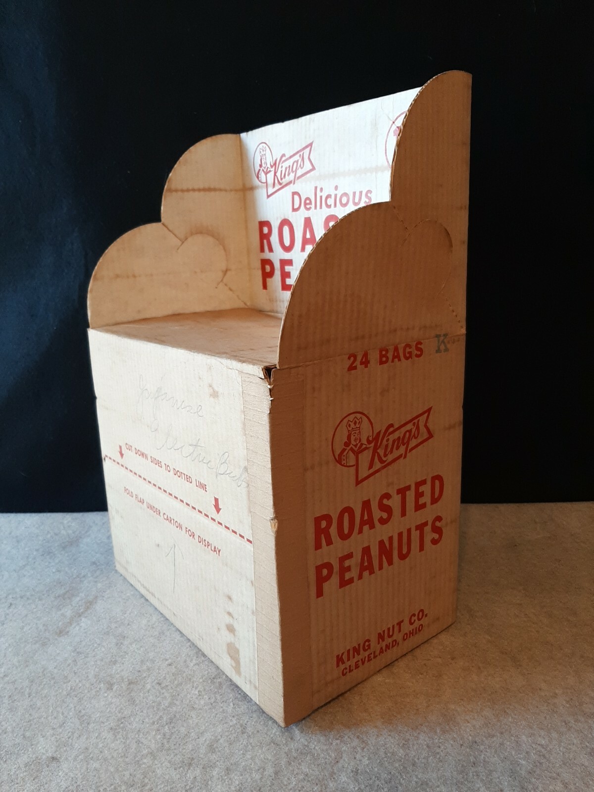 Vintage Store Display Carton Box Kings Roasted Peanuts in Shells