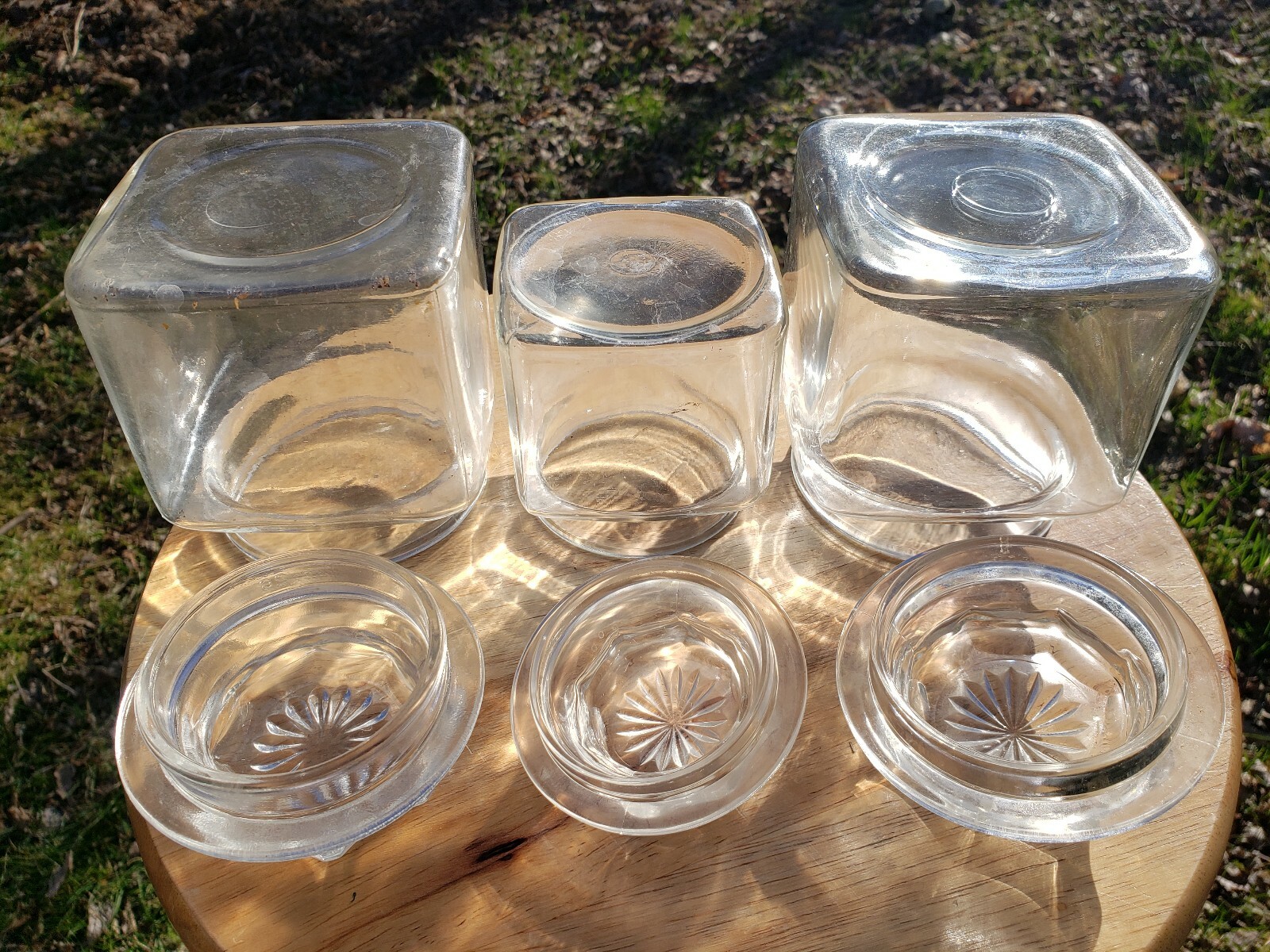 Vintage Glass Country Drug Store Counter Display Candy Jar Apothecary Jars Set 3