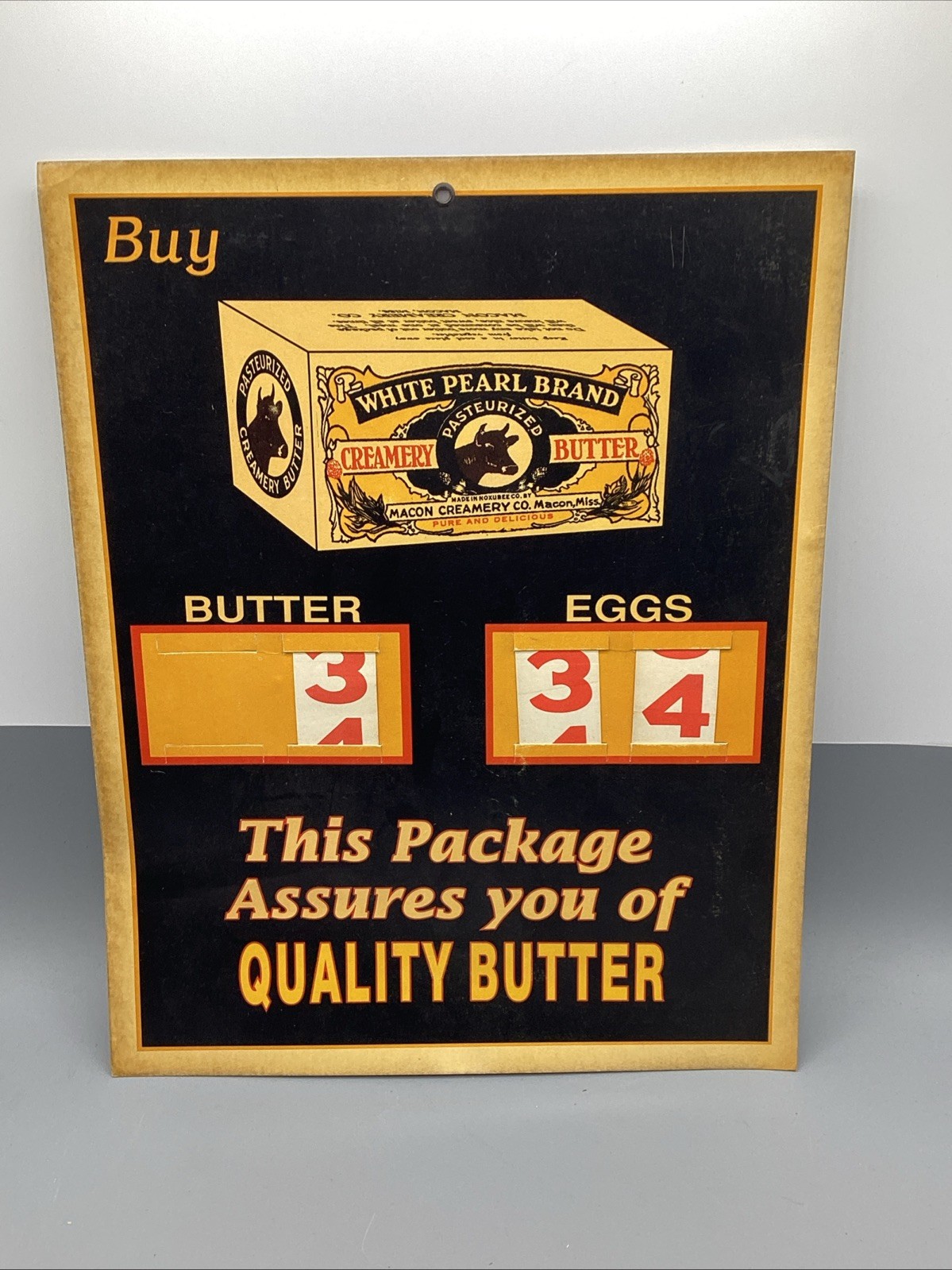 Vintage 1940’s General Store Display Cardboard Sign Advertisement Butter Eggs
