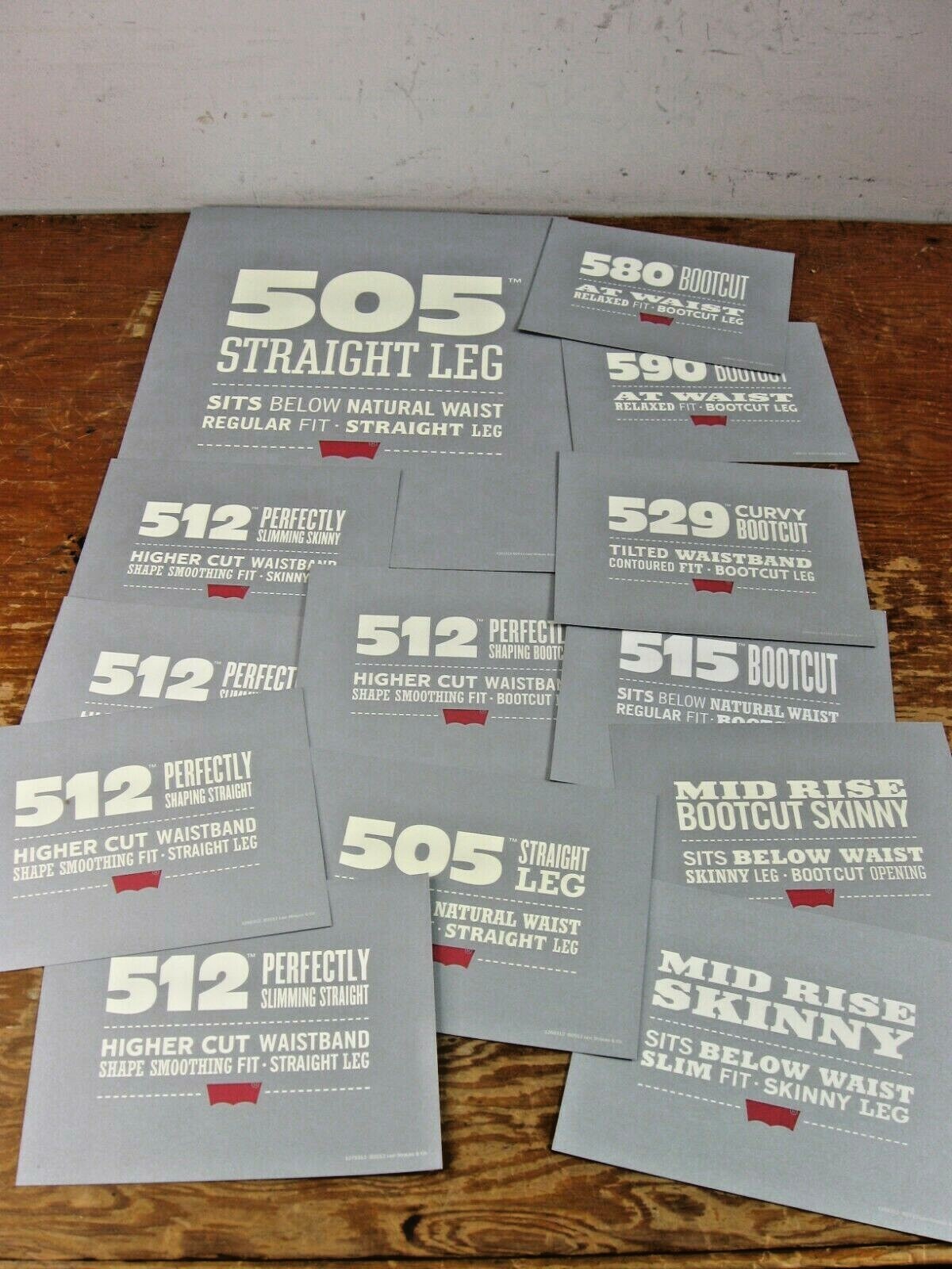 Lot of 29 Levi Jeans 2012 Store Display Double Sided Paper Locators