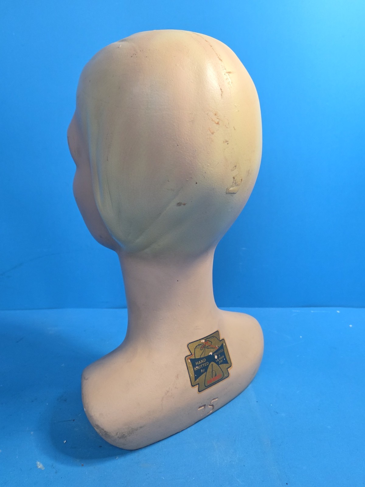 Rare Vintage 1950s Hersey Knitting Store Display Mannequin Bust Canadian Wool
