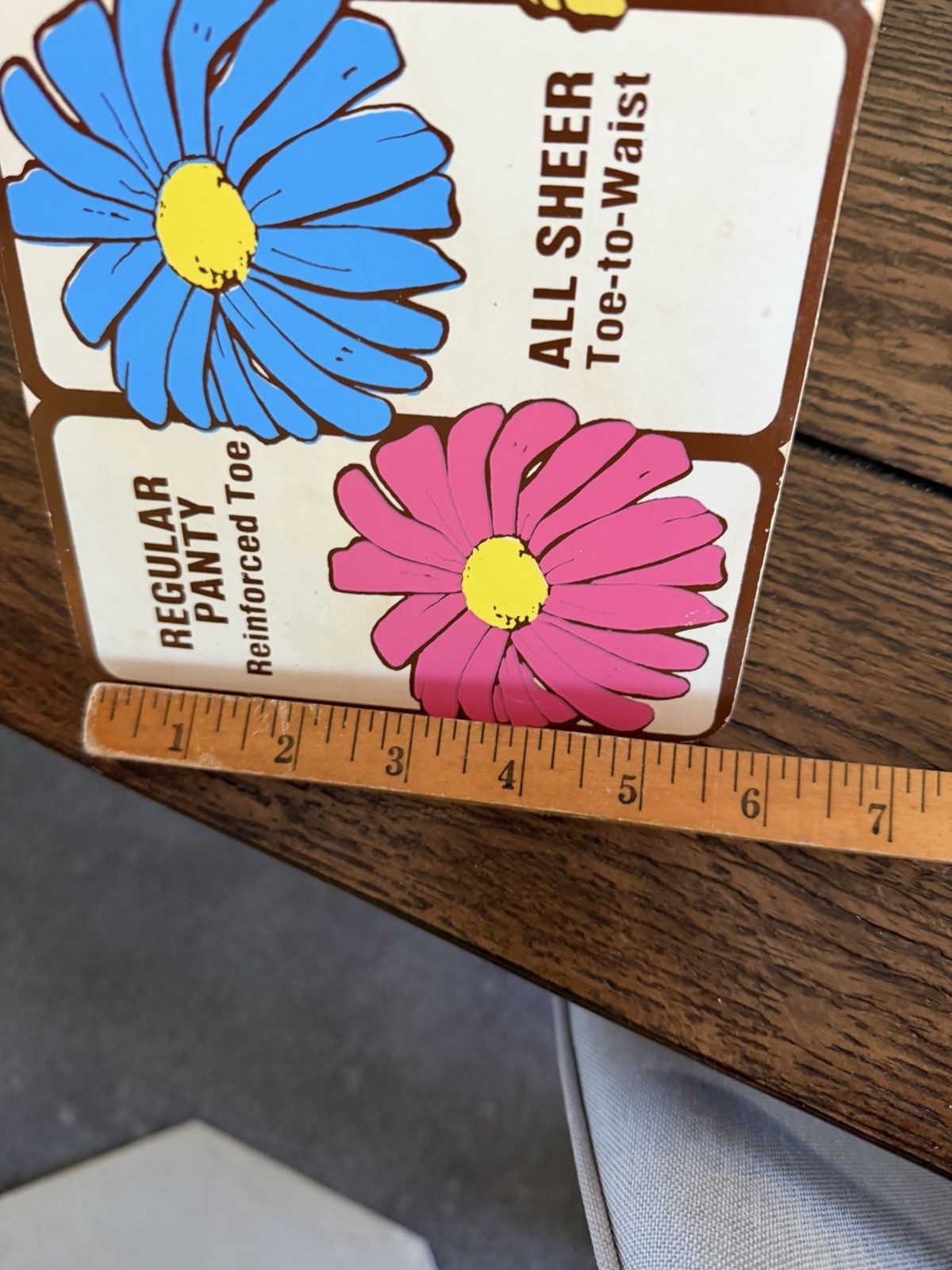 Vintage Daisy Legs Pantyhose Store Display Sign Retro 1970s Floral Advertising