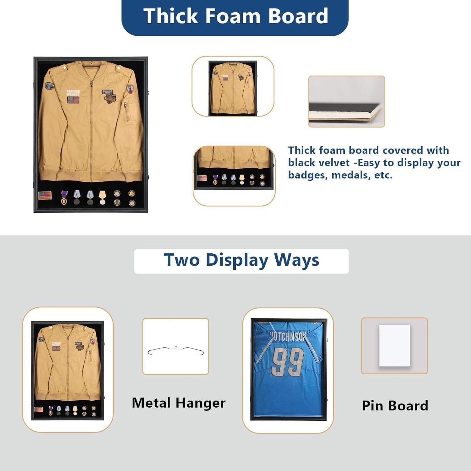 Spacious Military Shadow Box with UV Protection & Locks – Perfect for XL Jerseys