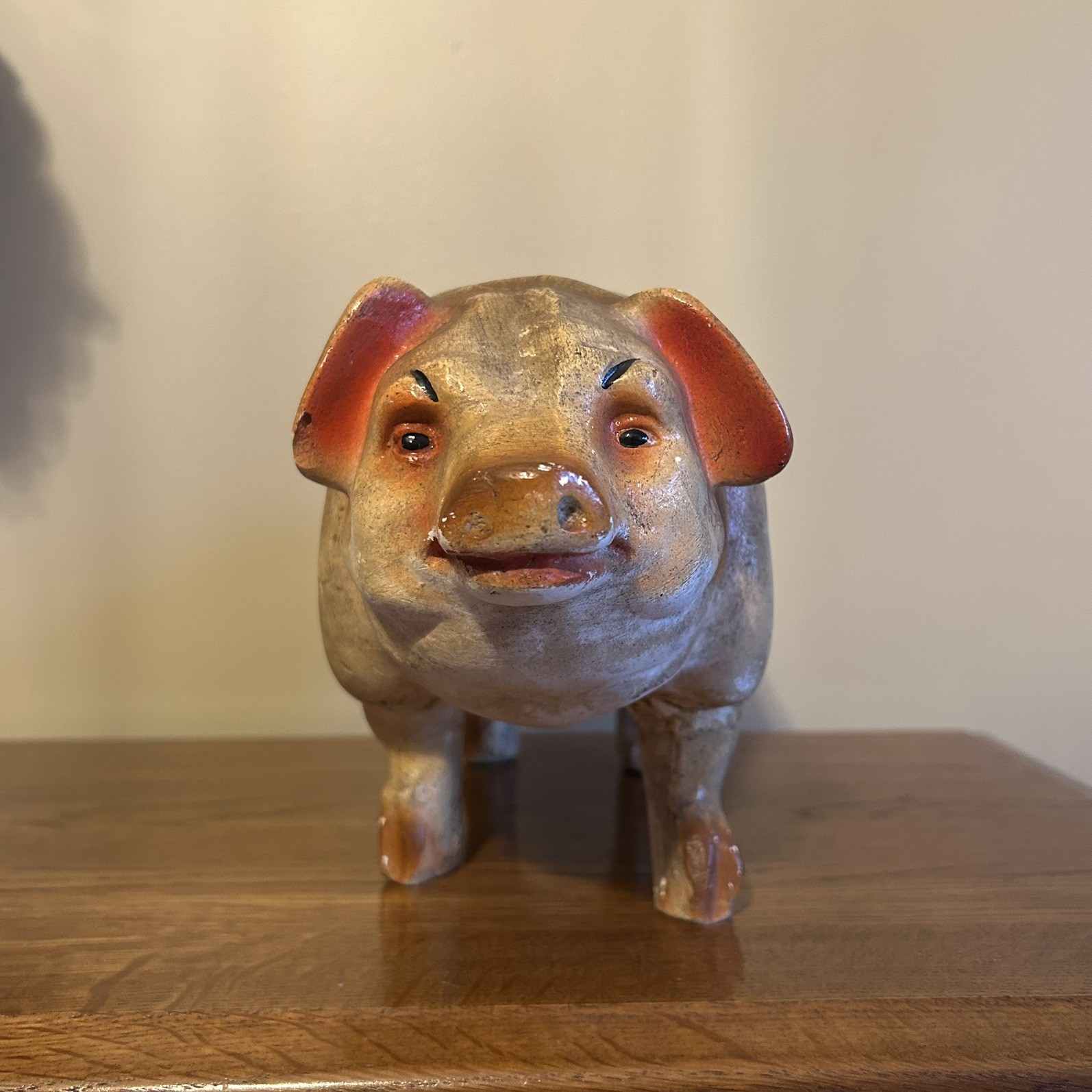 20s 30s Ceramic Composition Butcher Display Advertising Pig New Castle Indiana