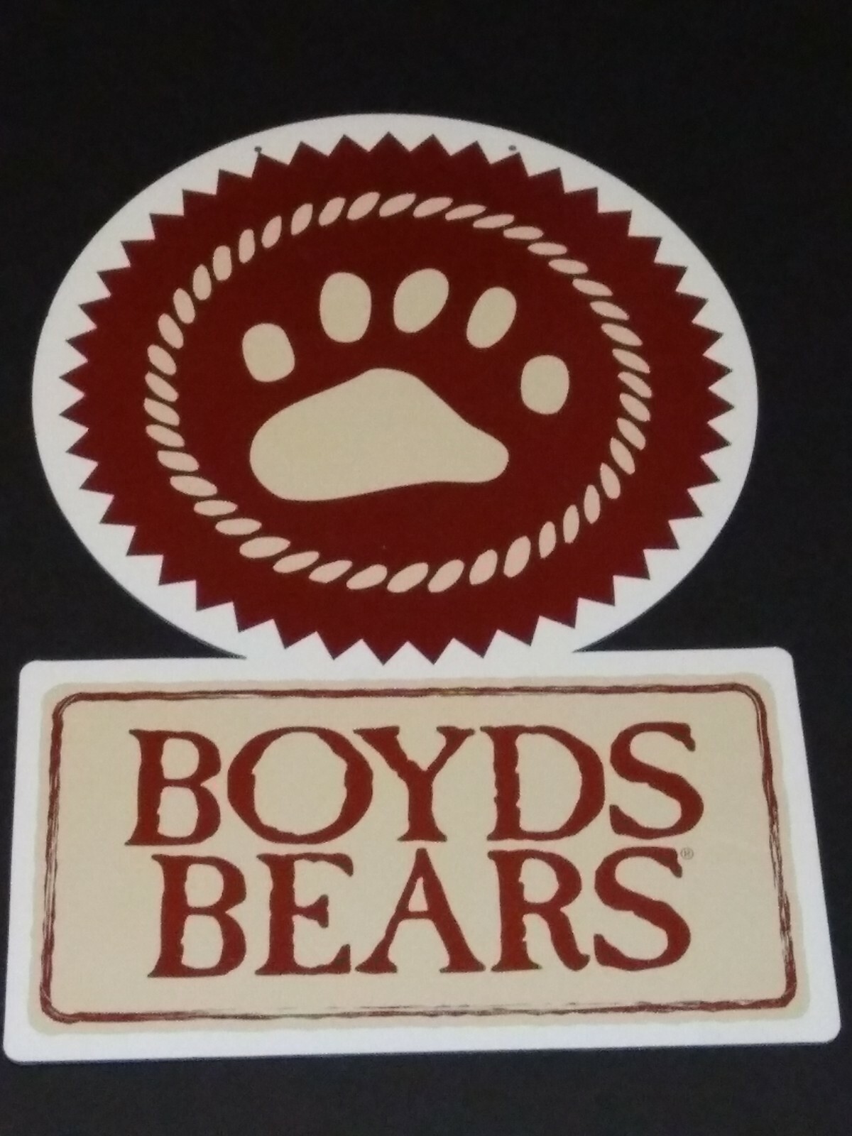 Boyds Bears Collectible Display Sign Advertisment Double Sided Thick Cardboard