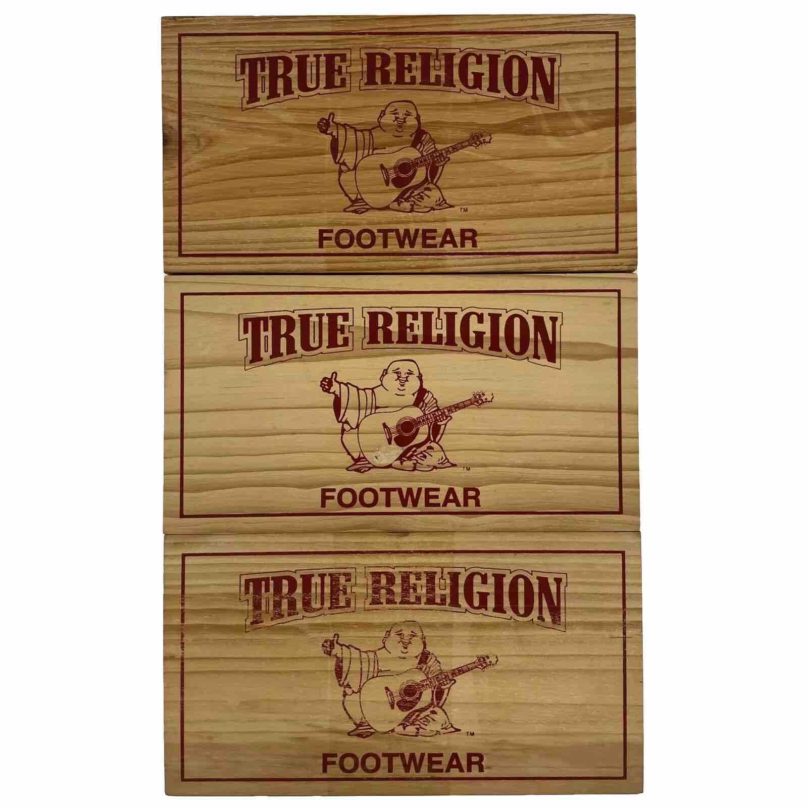 RARE True Religion Footwear Wooden Store Display Signage Plaques 7.5”x4” Lot