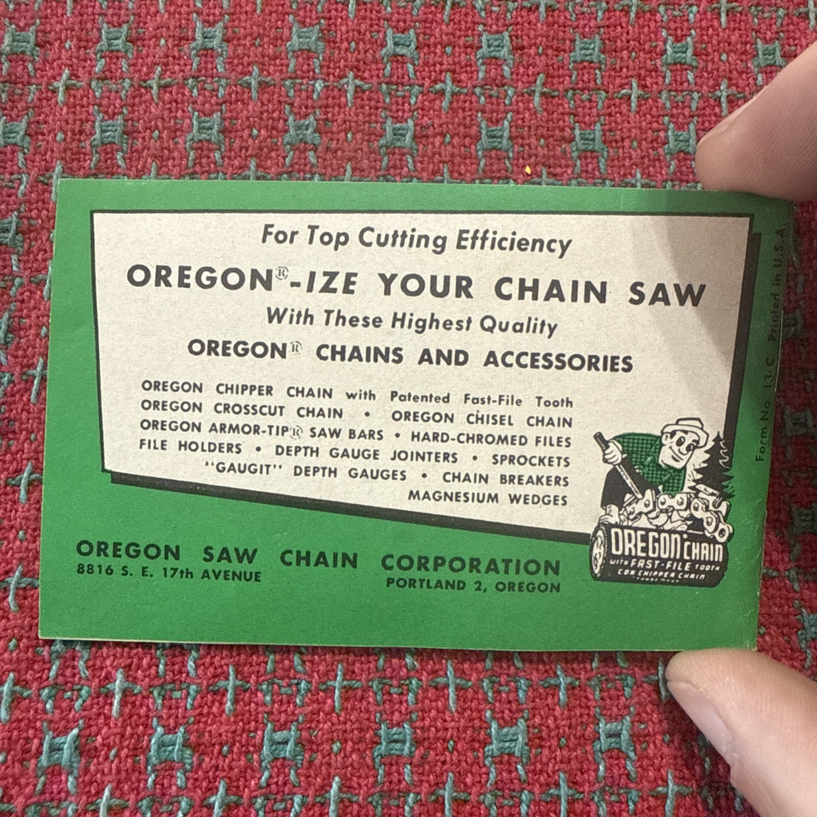 VINTAGE OREGON CHAINSAW Book Filing Maintenance Advertising RARE USA 🇺🇸 Early
