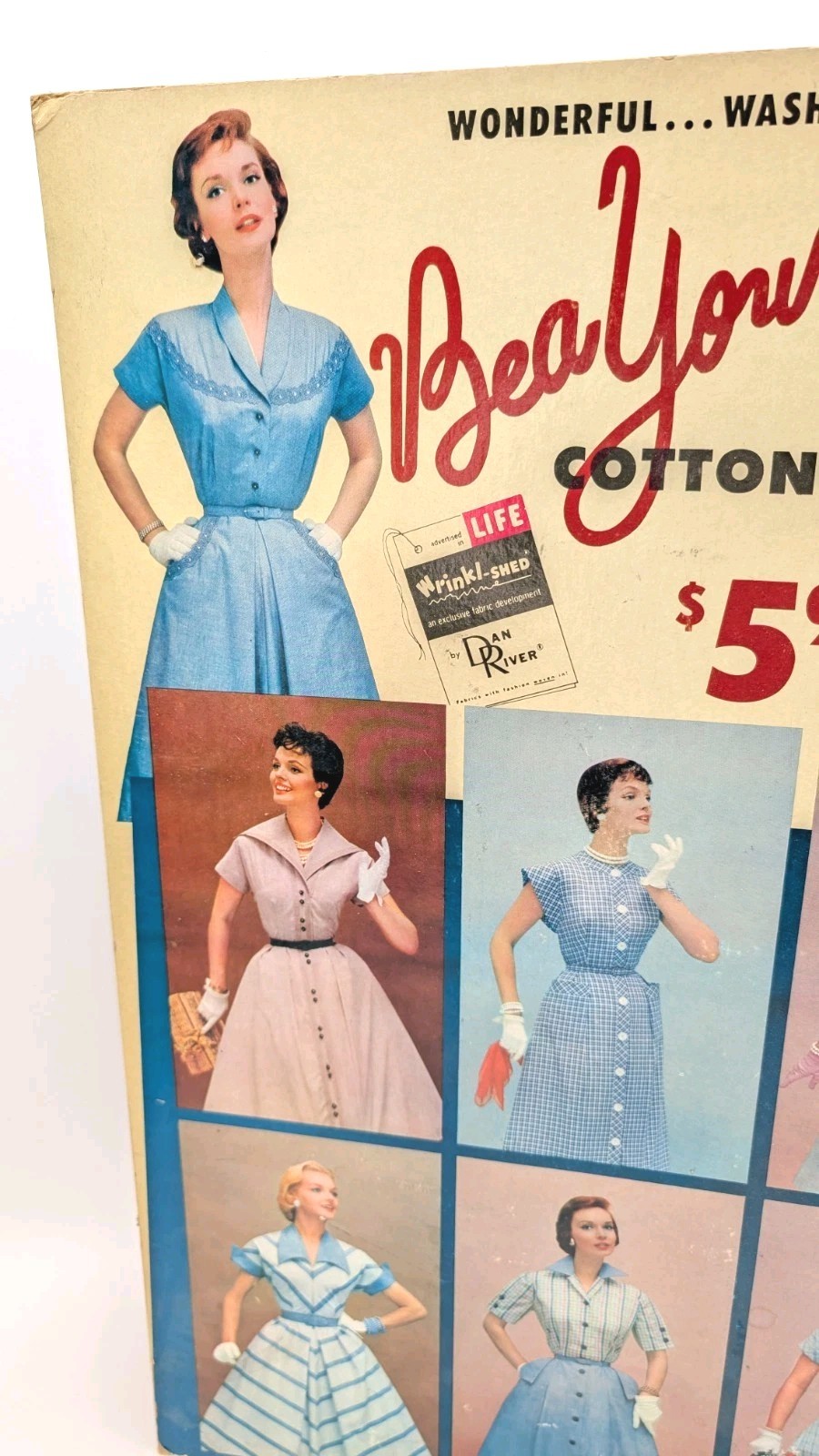 Vintage Bea Young Dresses Advertising Department Store Display Cardboard Sign