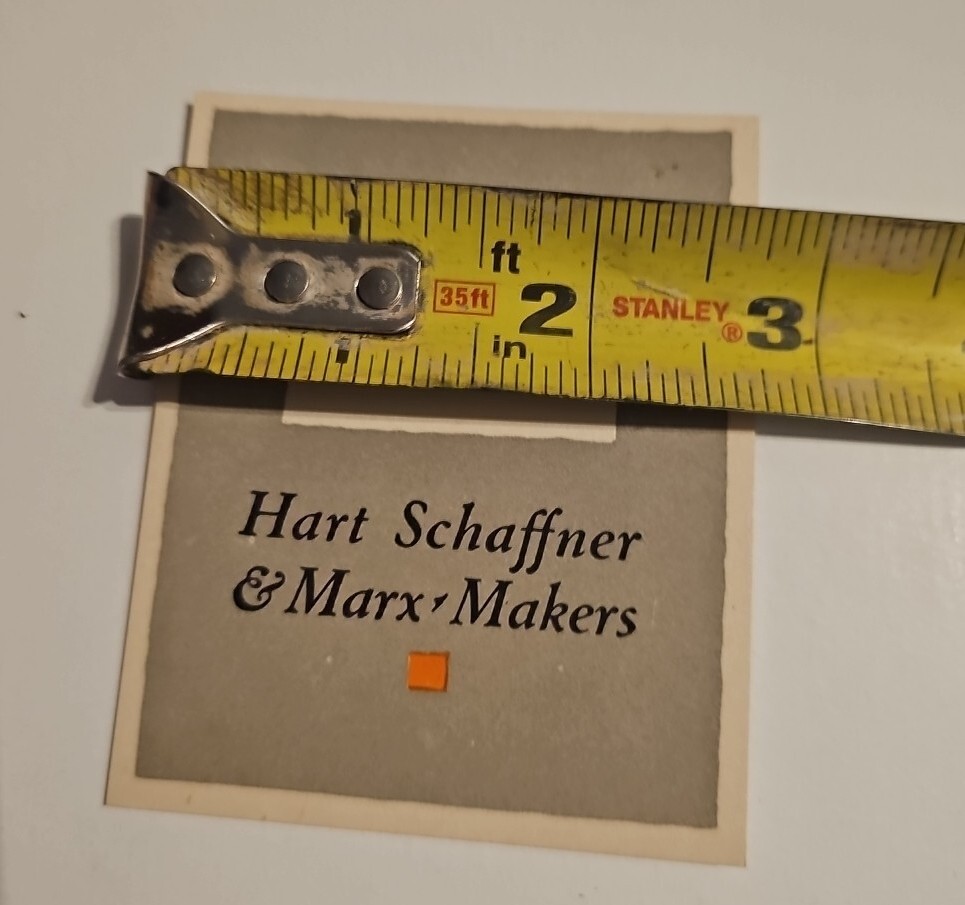 Vintage Hart Schaffner & Marx Makers $40.00 Price Ticket Tag