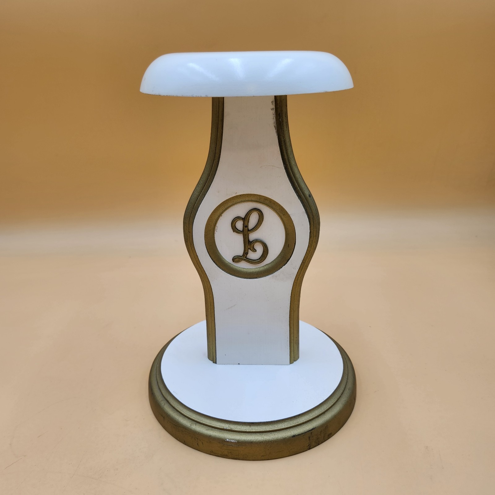 Antique Vintage Hat Stand Millinery Store Display “L” Mark Initial wood Monogram