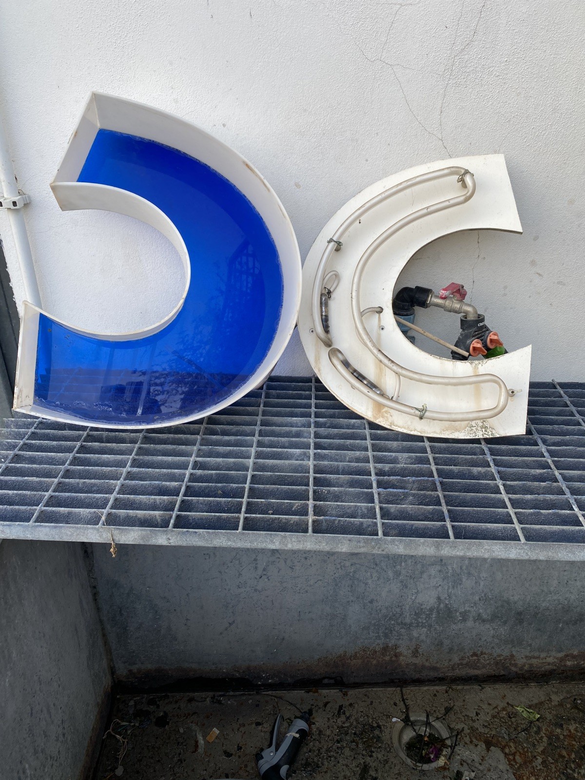 Letter C Ex Sign Blue Front Bright