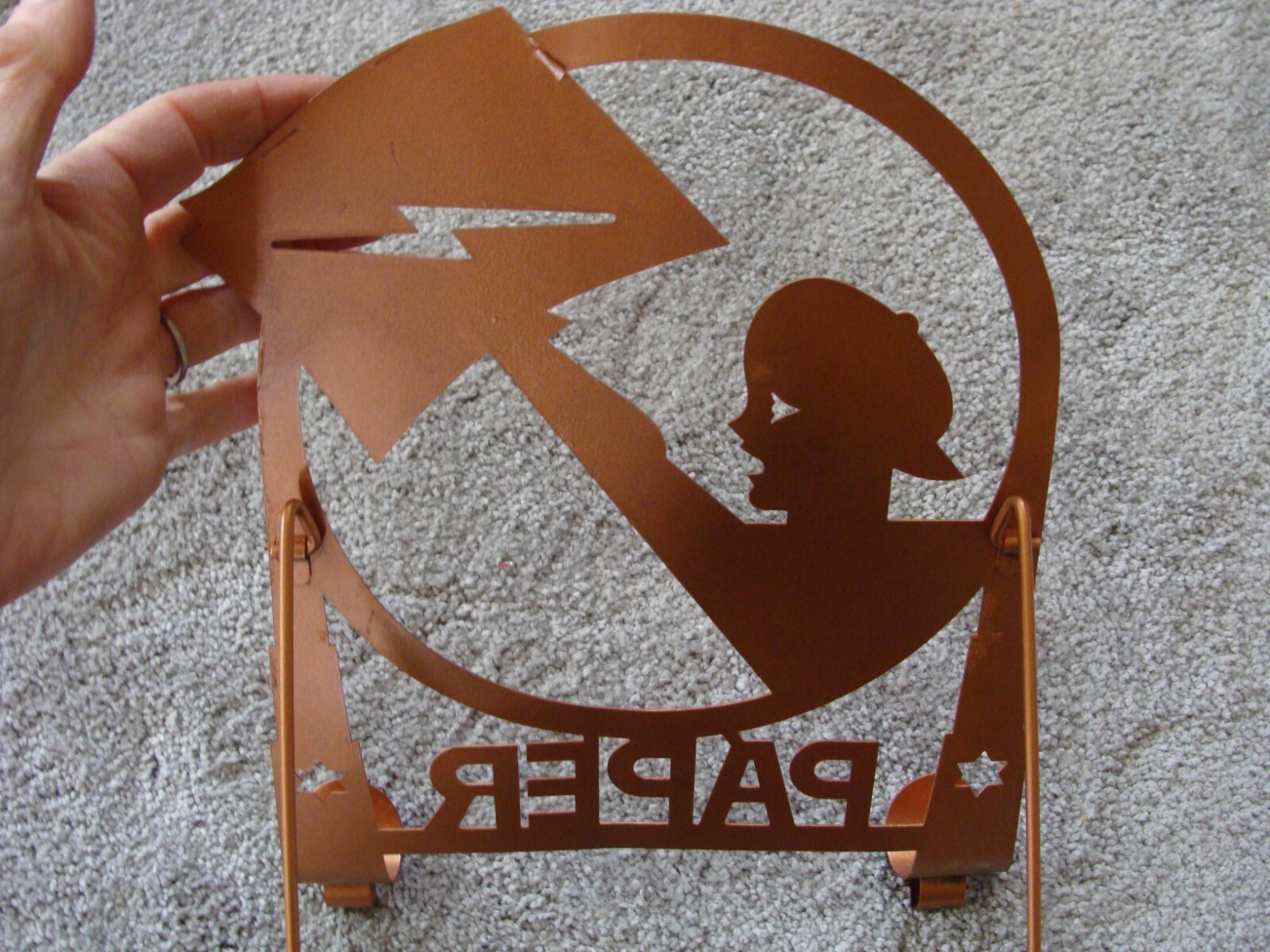 RARE Vintage Antique Metal Paperboy Newspaper Display Rack Store Counter Display