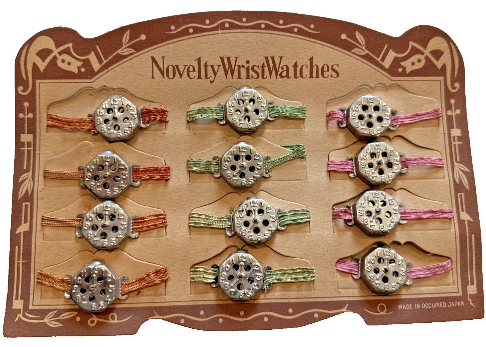 Vintage Novelty Wrist Watches Jewelry Toys Occupied Japan Original Store Display