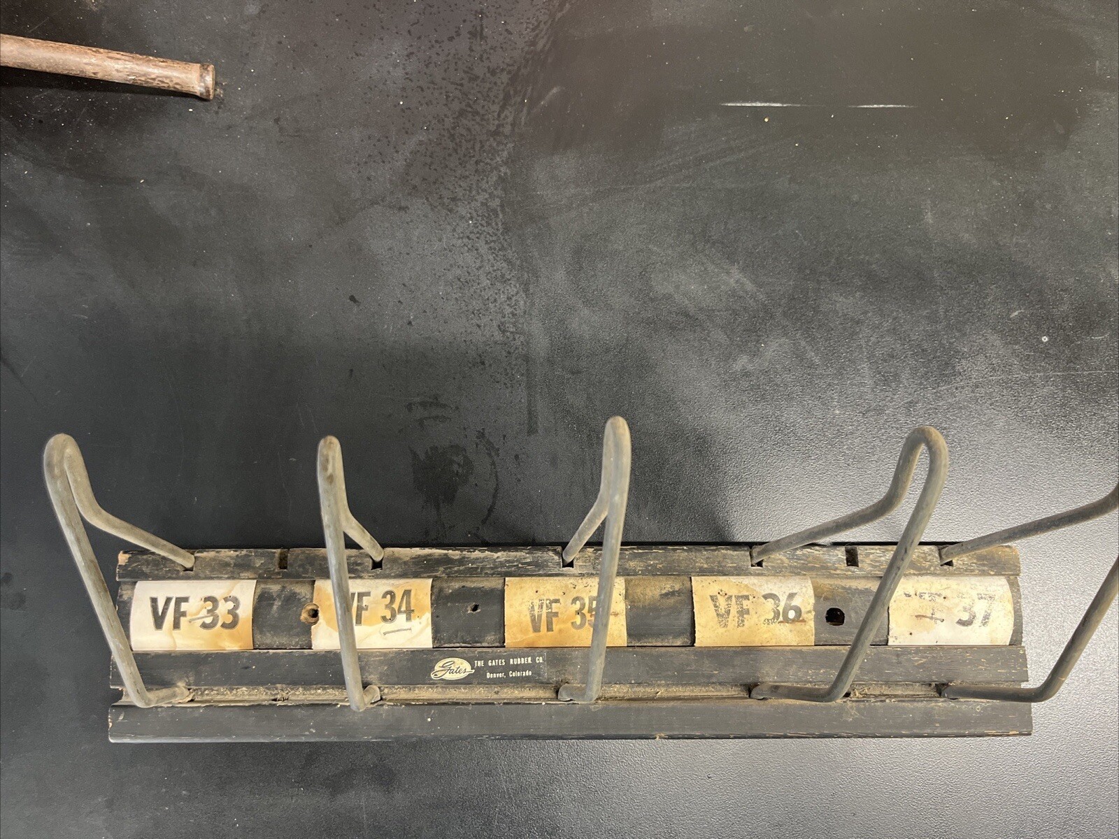Vintage Gates Rubber Co. 14” Long Belt Wall Display Racks W 5 Hooks