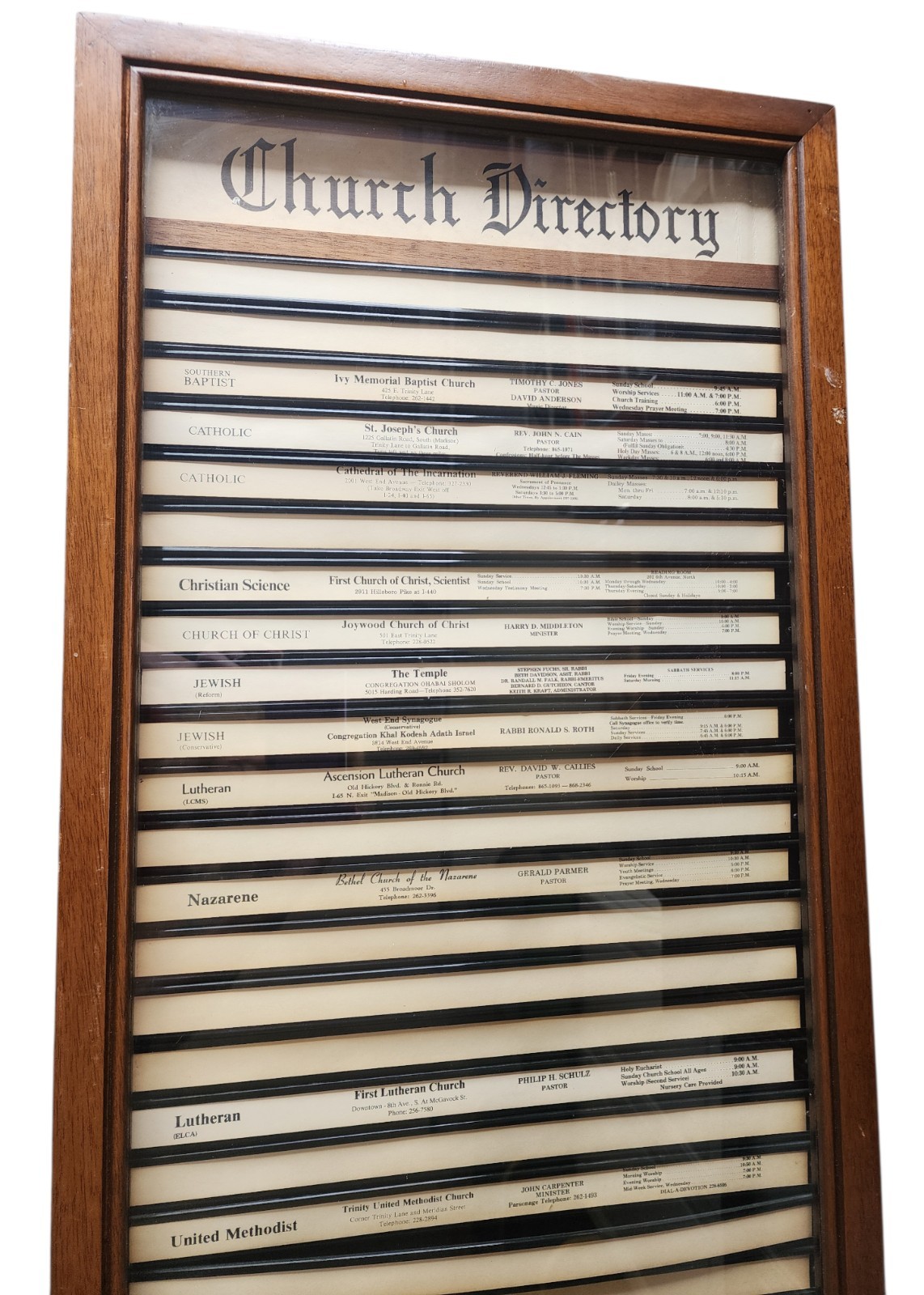 Unique Nashville Wood Wall Display Cabinet Case Glass Door Church Directory Vint