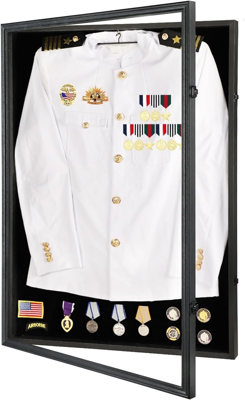 Spacious Military Shadow Box with UV Protection & Locks – Perfect for XL Jerseys