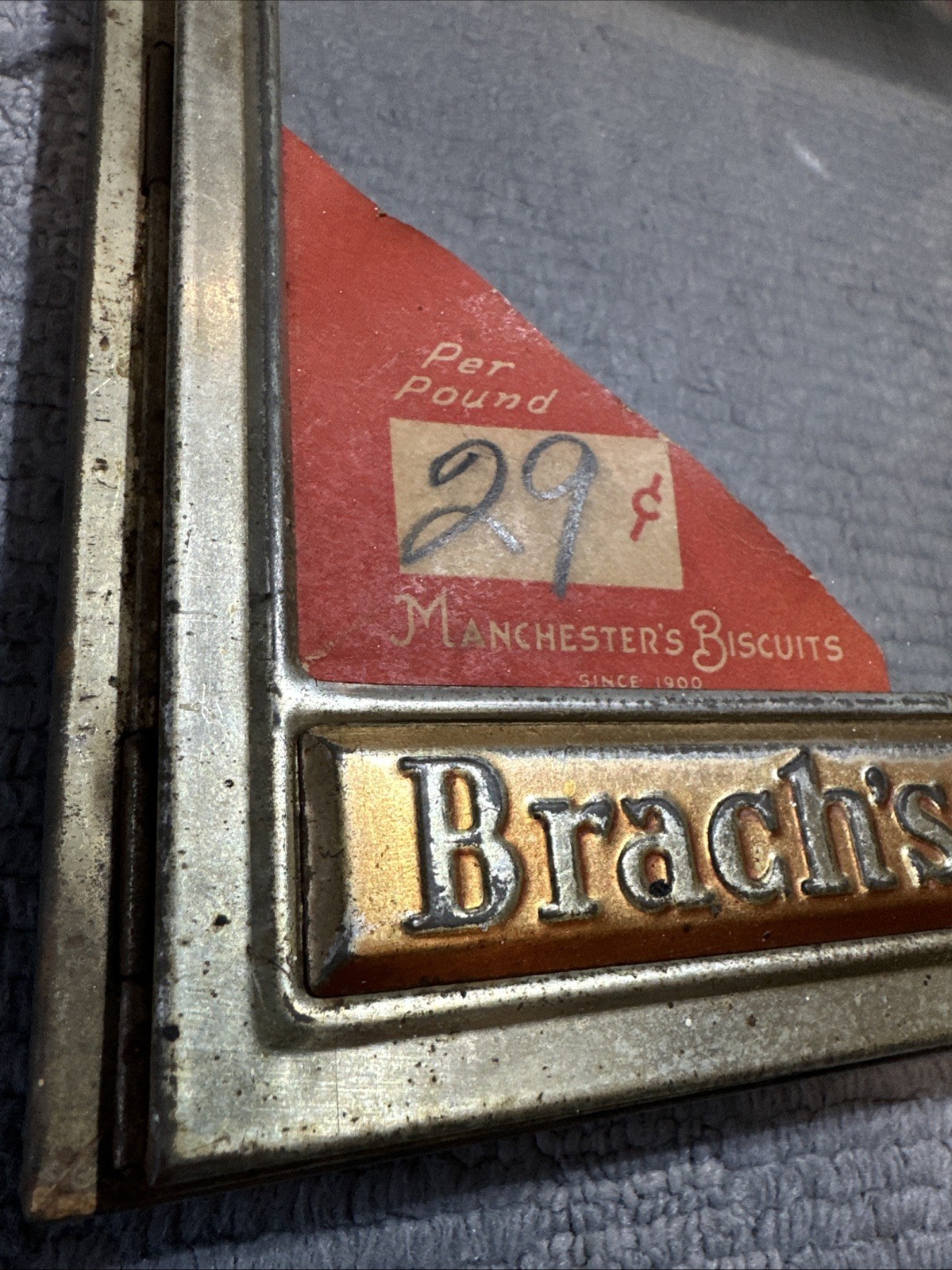Brach’s 1920’s Pure Candy Antique Advertising Display Glass + Org. Price Card!