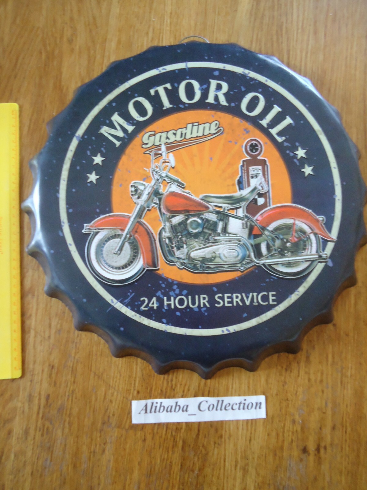 TOLE MOTORCYCLE PLATE HARLEY DAVIDSON MOTOR OIL GASOLINE no enamel plate