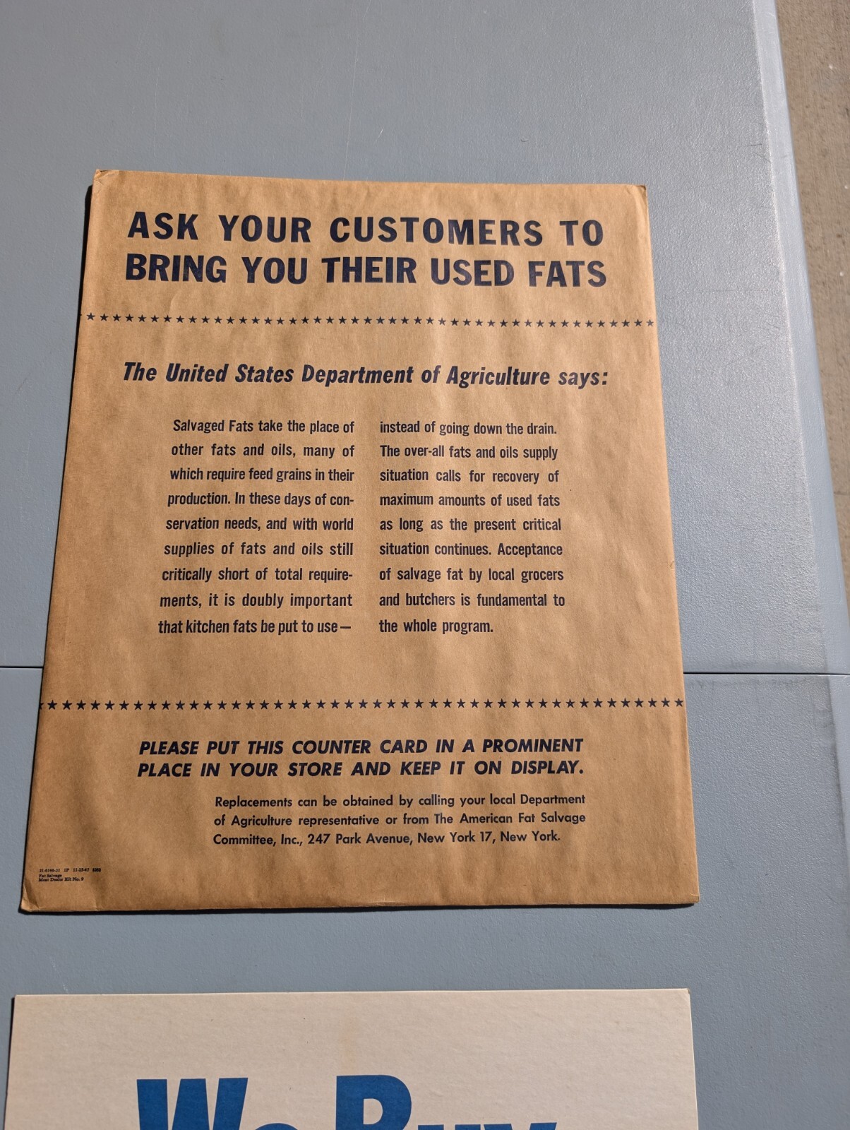 WW2 cardboard countertop display, new old stock with shipping We buy used fats 3